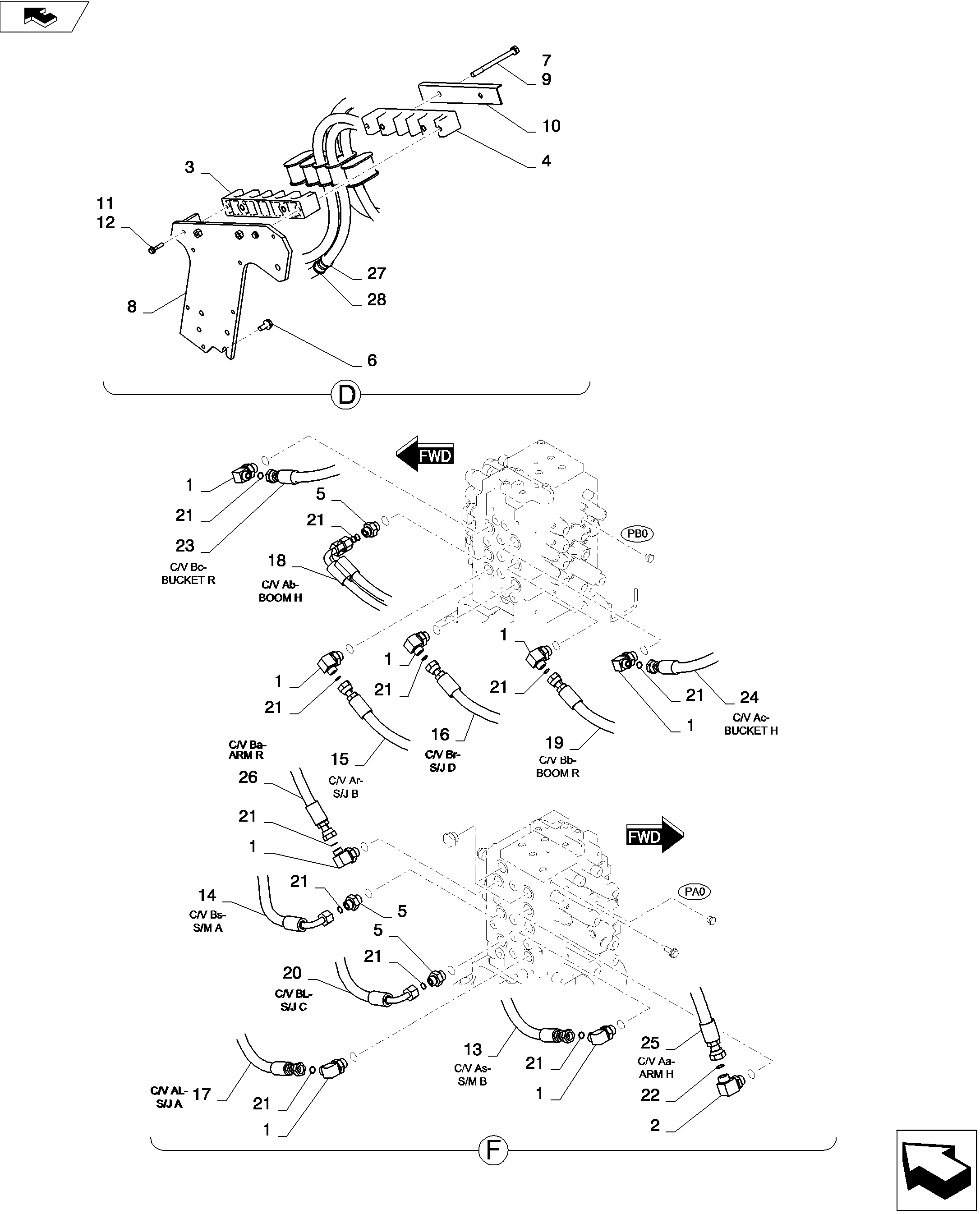 HYDRAULIC LINES, UPPER (NIBBLER & BREAKER) — kobelco parts diagram