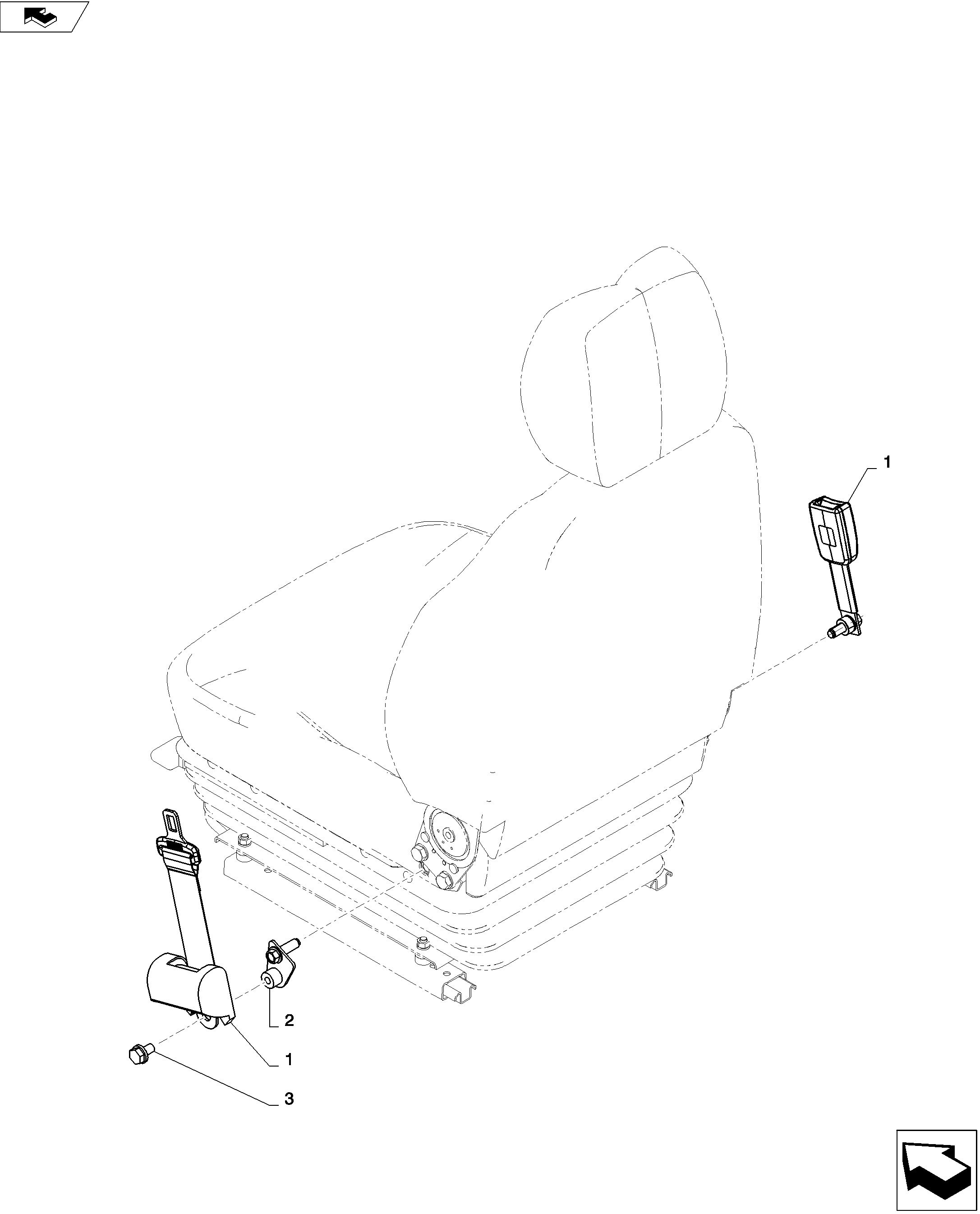 SEAT BELT ASSEMBLY (ROPS CAB) — kobelco parts diagram