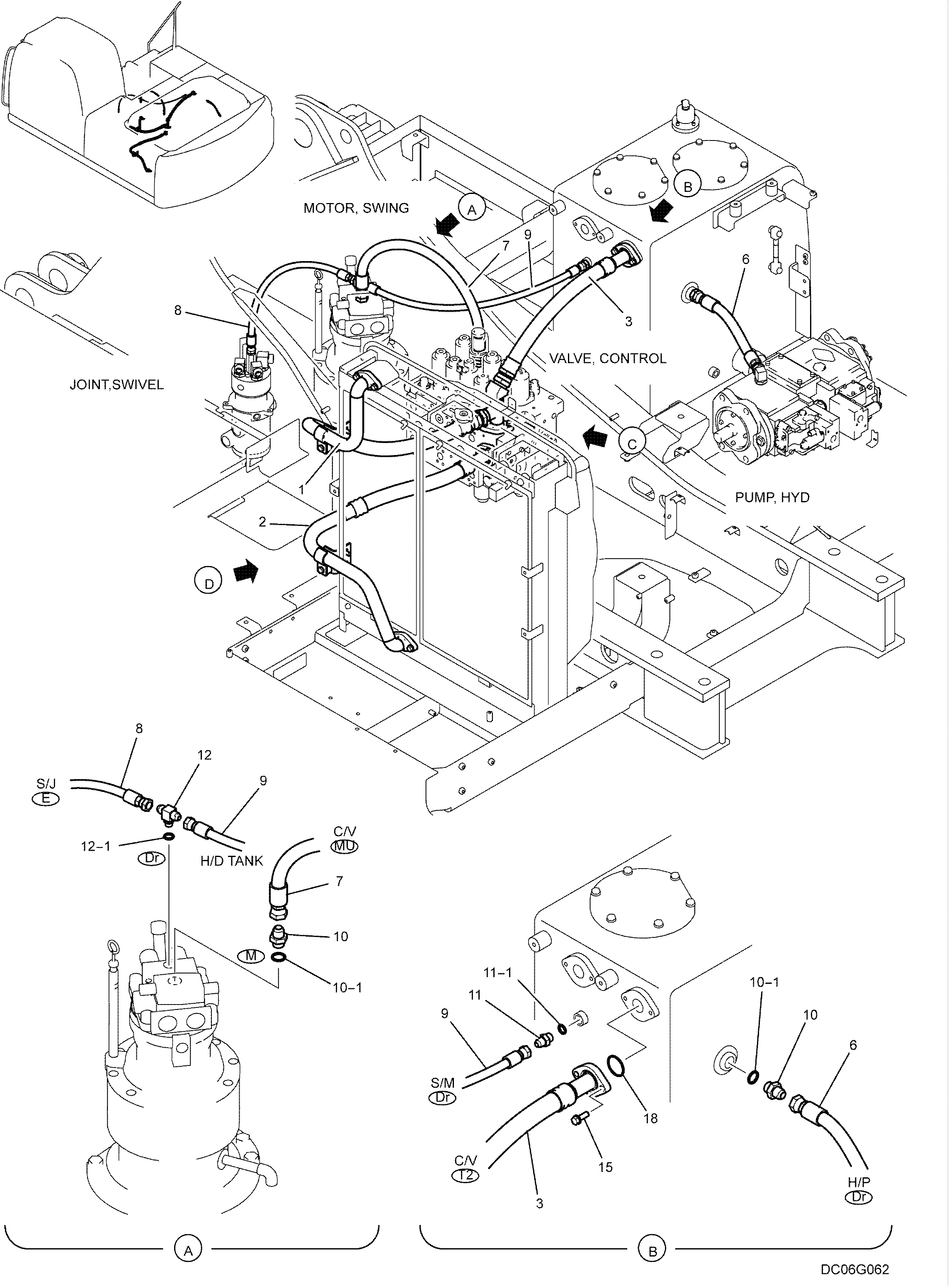 HYD LINES, RETURN — kobelco parts diagram