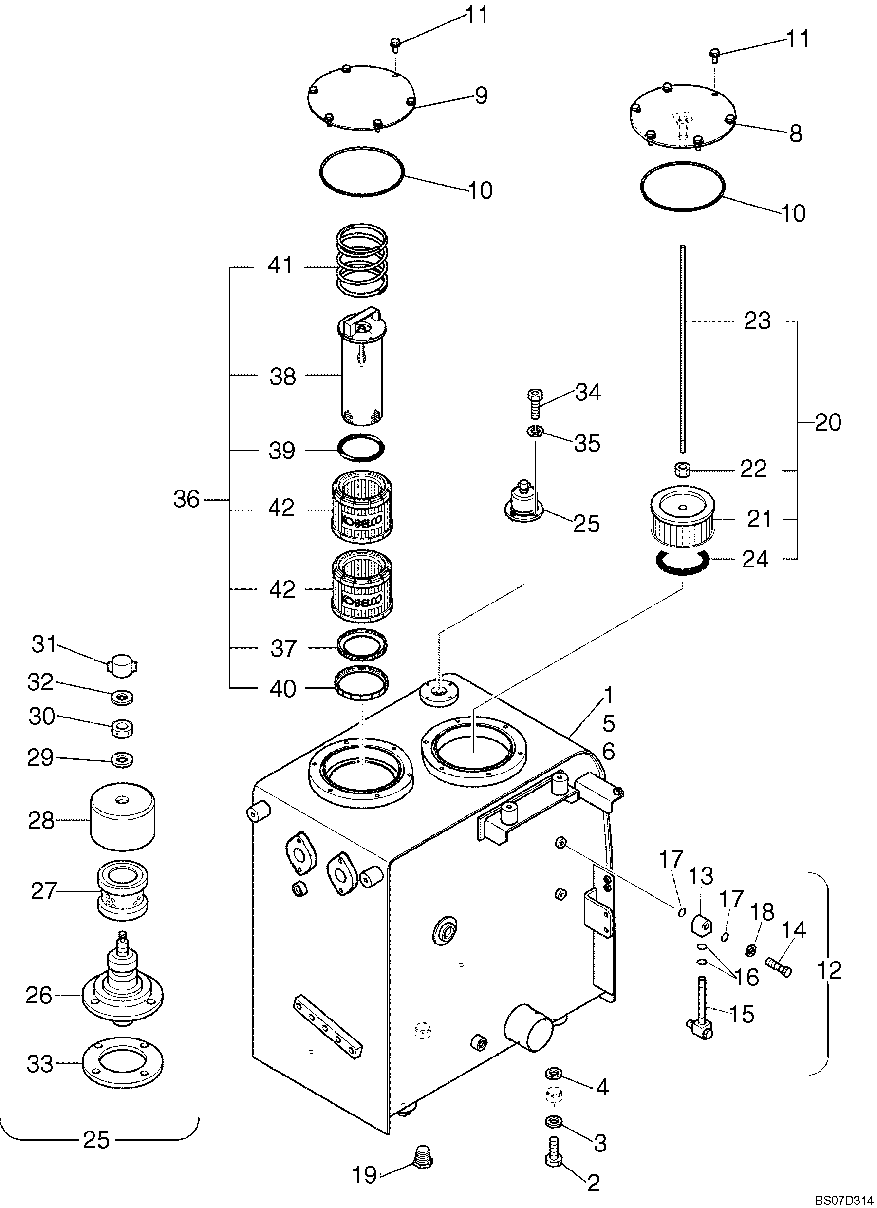 HYDRAULIC TANK ASSEMBLY — kobelco parts diagram