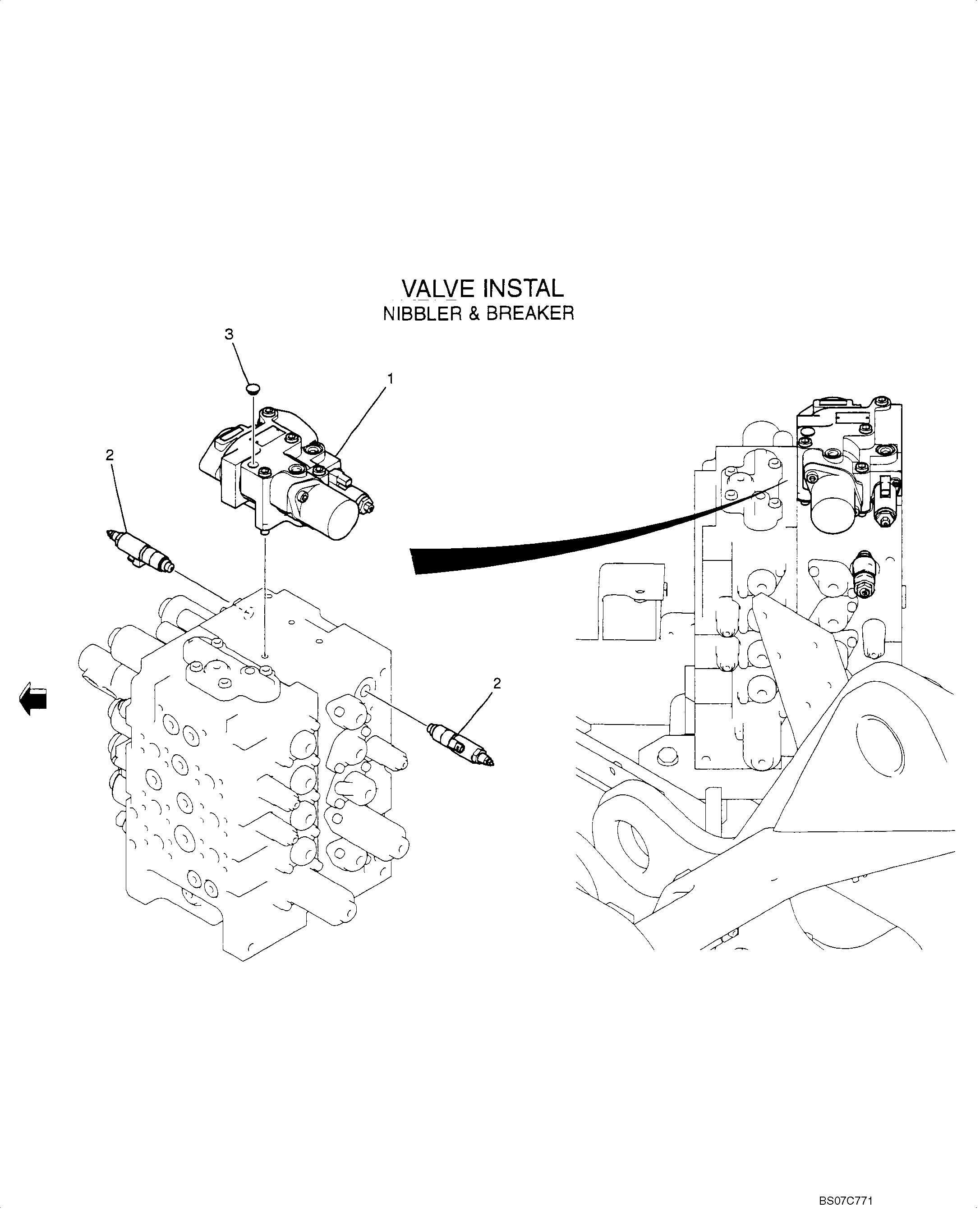 CONTROL VALVE INSTAL - NIBBLER AND BREAKER — kobelco parts diagram