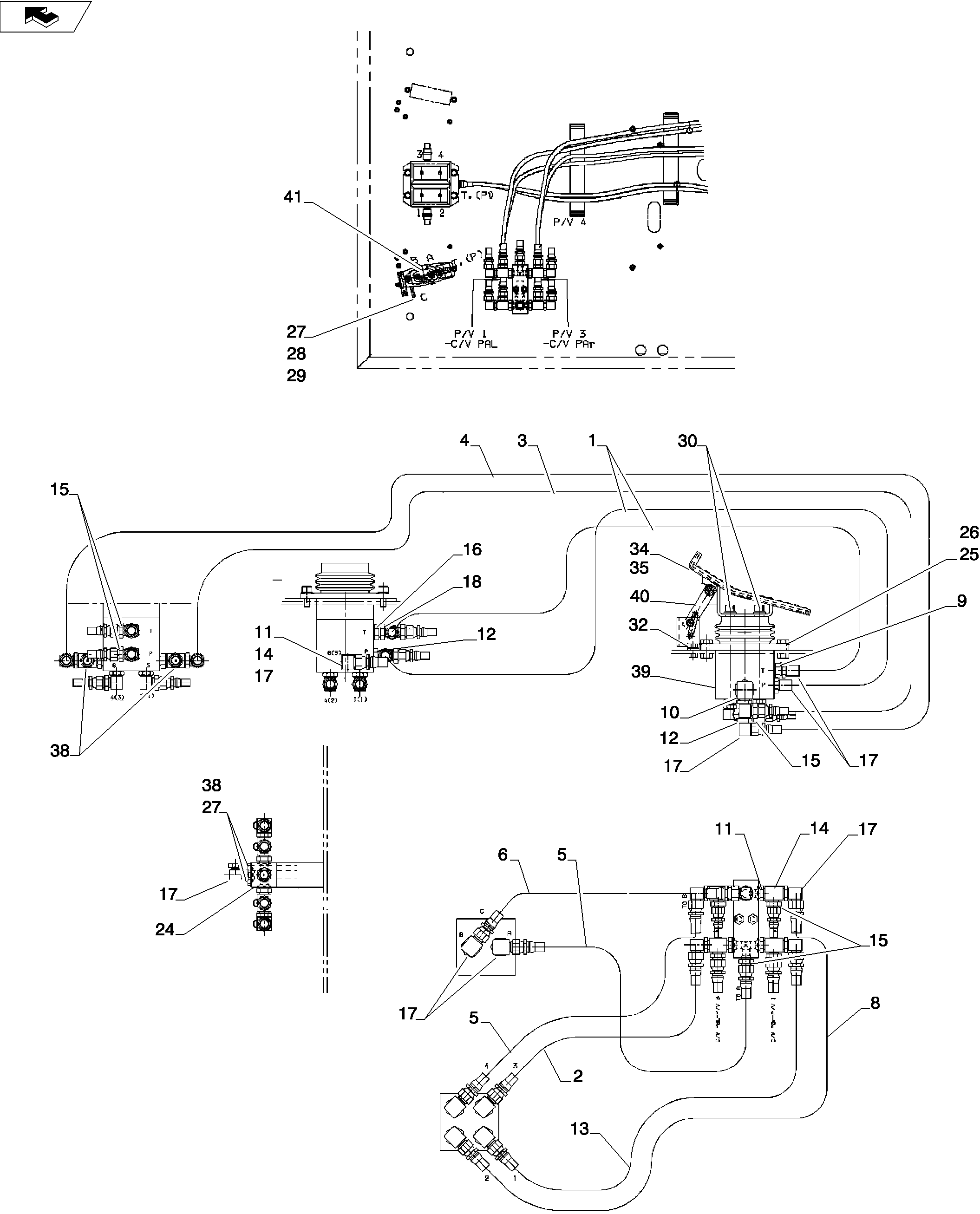 CONTROL LINES, REMOTE (SINGLE PEDAL TRAVEL) — kobelco parts diagram