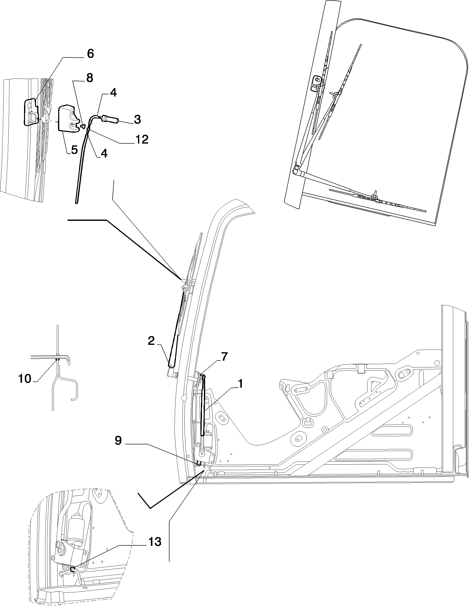 CAB - WIPER INSTAL — kobelco parts diagram