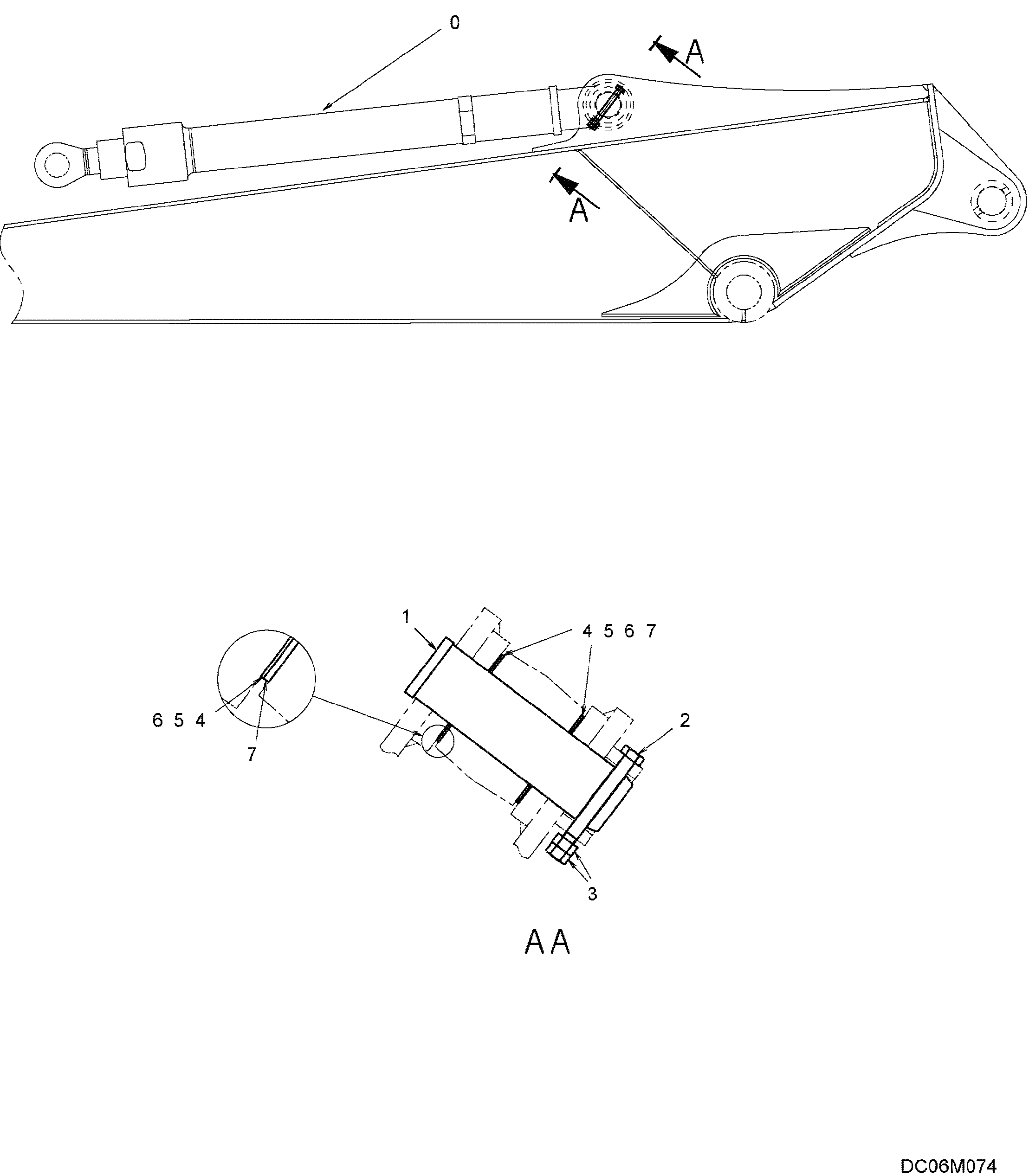 CYLINDER INSTAL, BUCKET (LONG REACH) — kobelco parts diagram