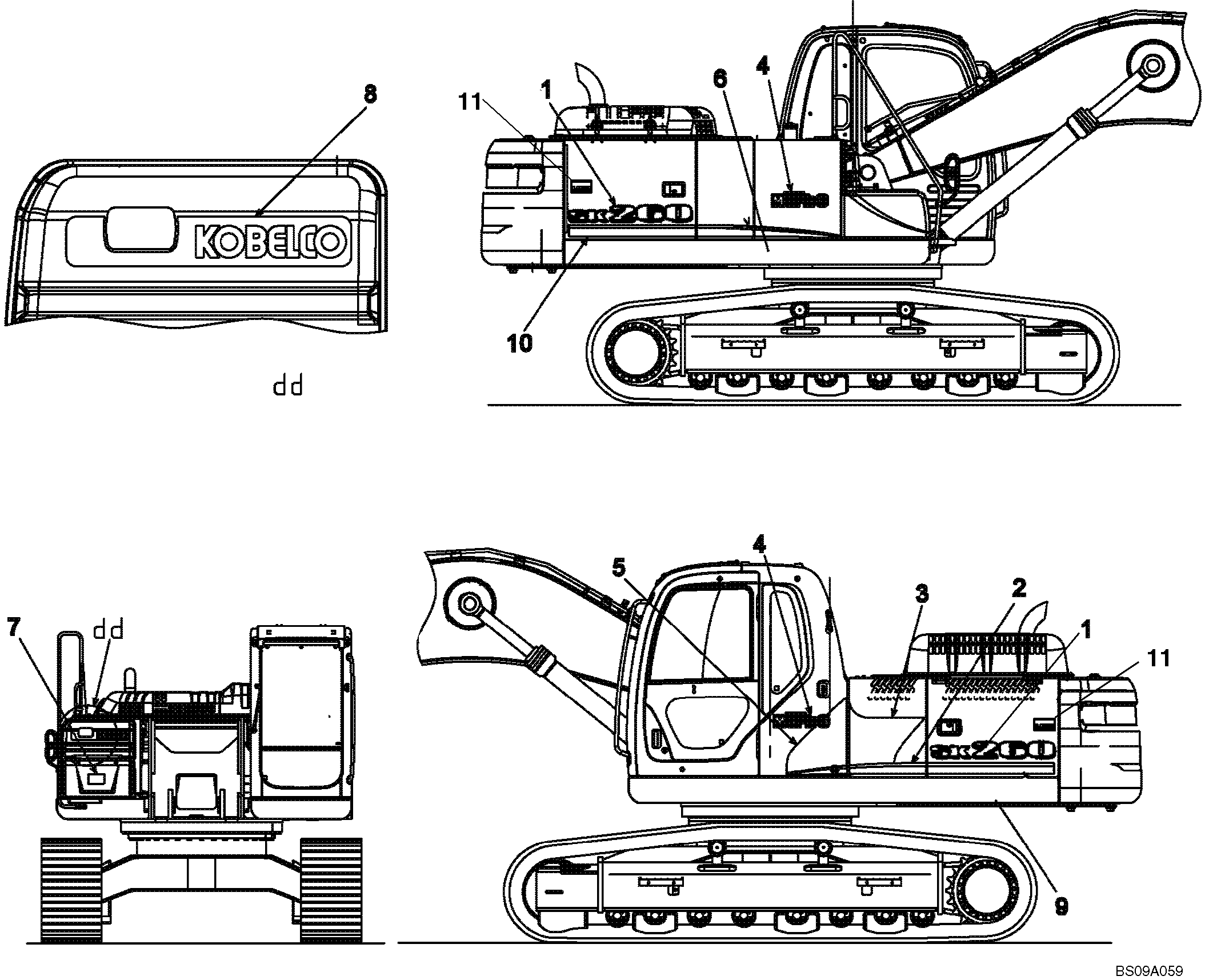 NAME PLATE INSTALLATION, (EXTERIOR) LABEL — kobelco parts diagram