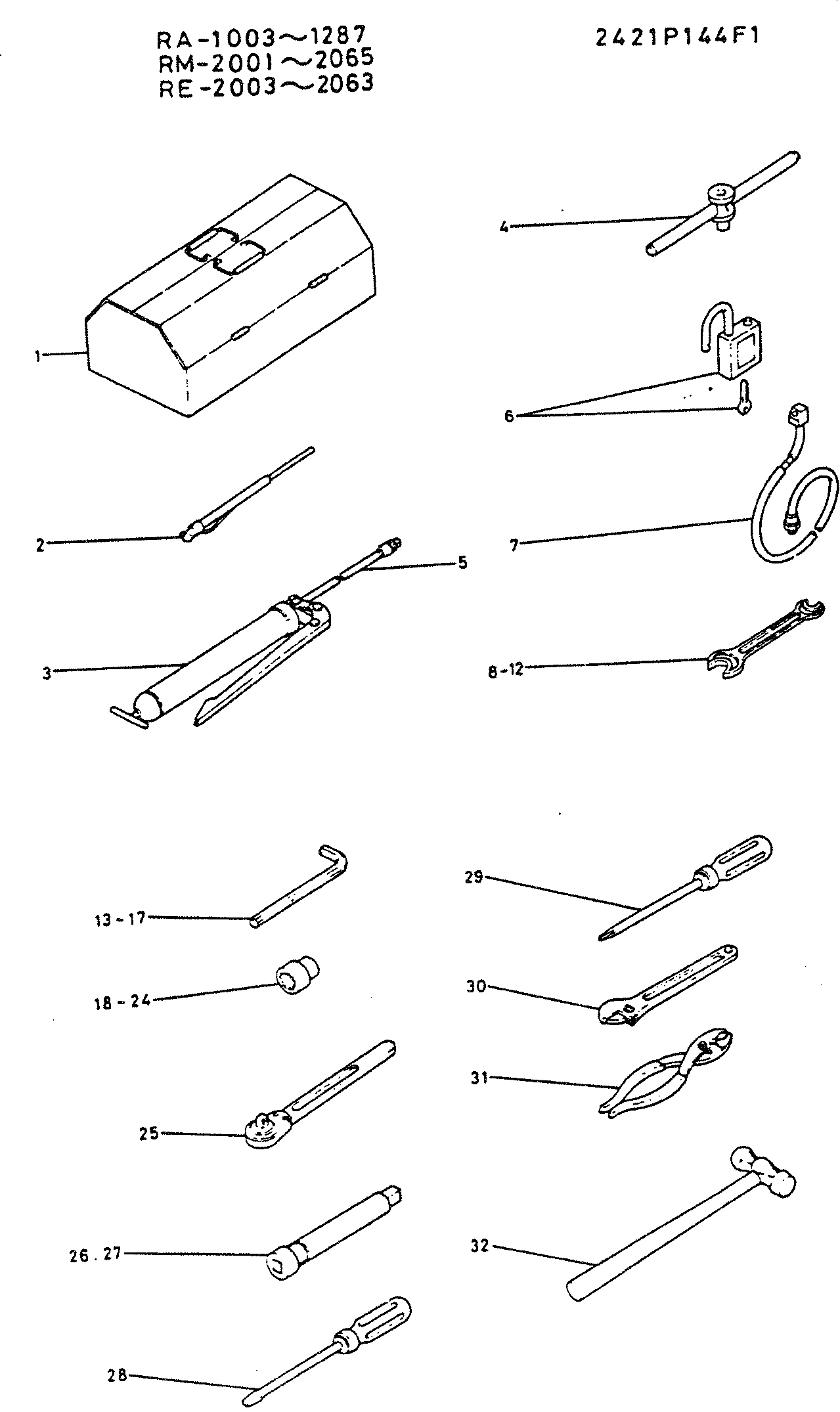 TOOL KIT — kobelco parts diagram
