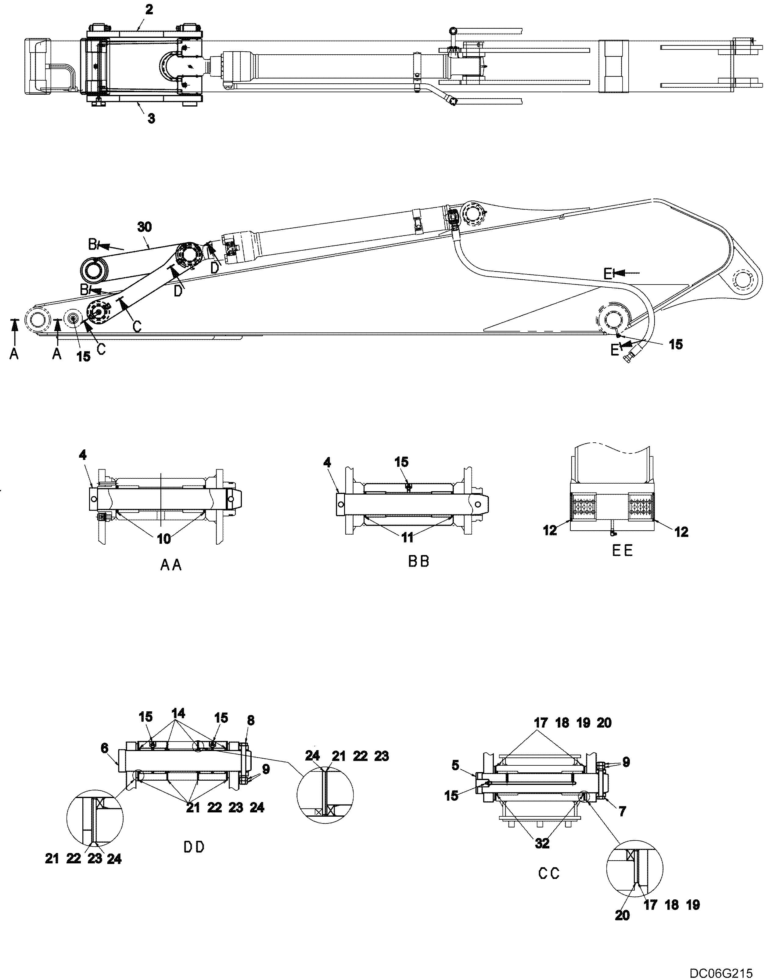 ARM GROUP (LONG REACH) YM12B00044FD — kobelco parts diagram