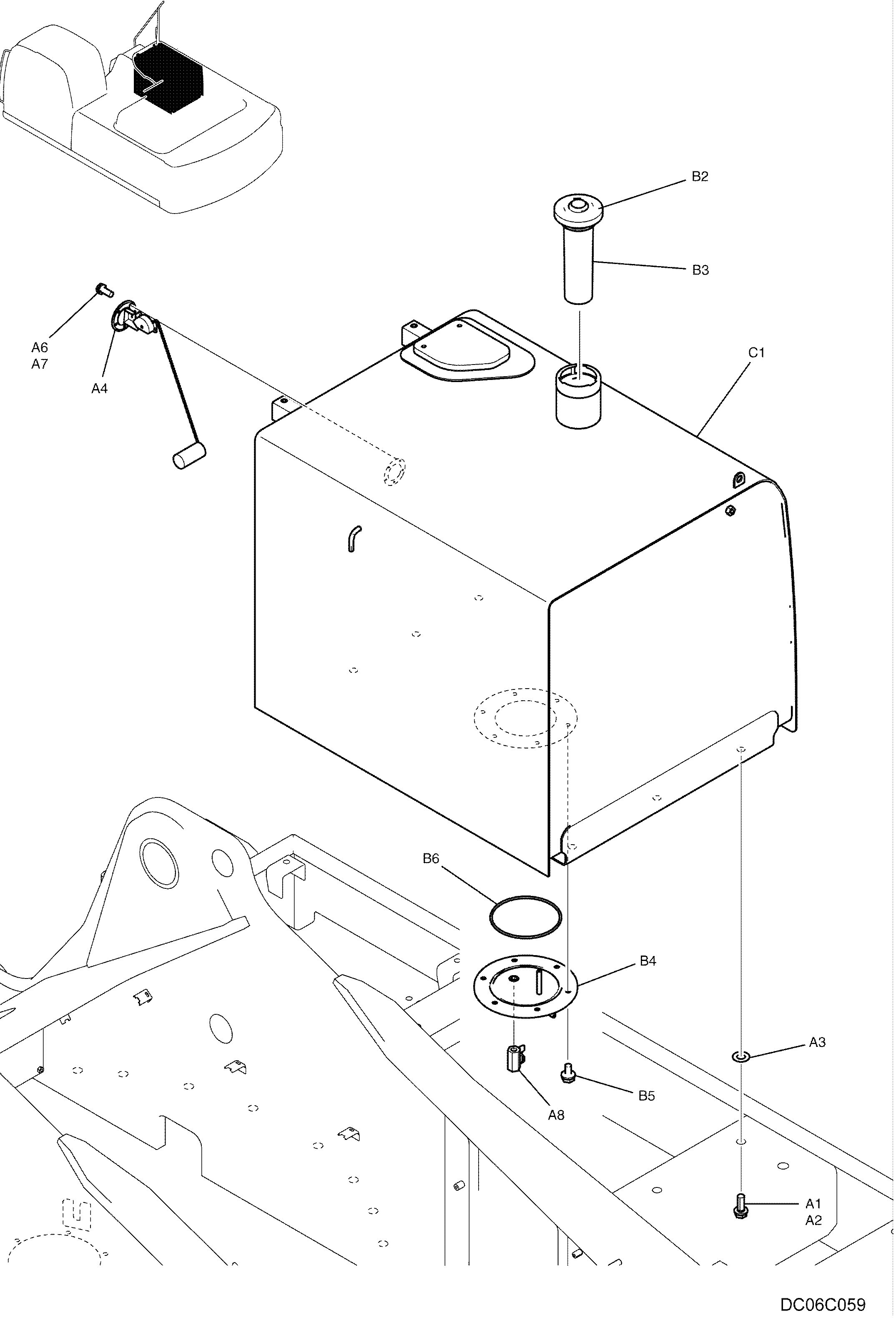 FUEL TANK INSTALLATION LC20P00035F1 — kobelco parts diagram