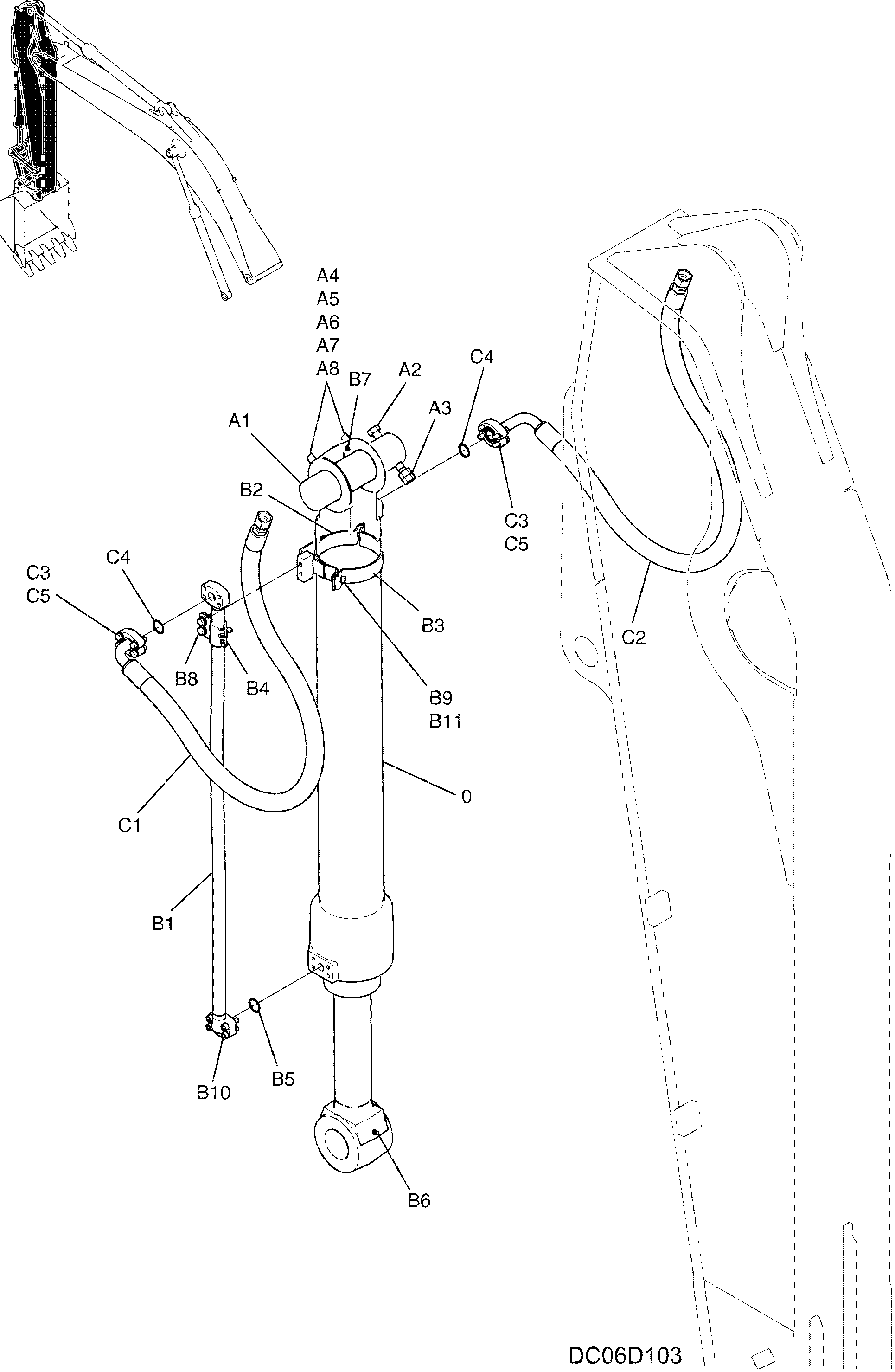 HYDRAULIC LINES - ARM 3.3M (10FT 10IN) LC43H00081F1 — kobelco parts diagram