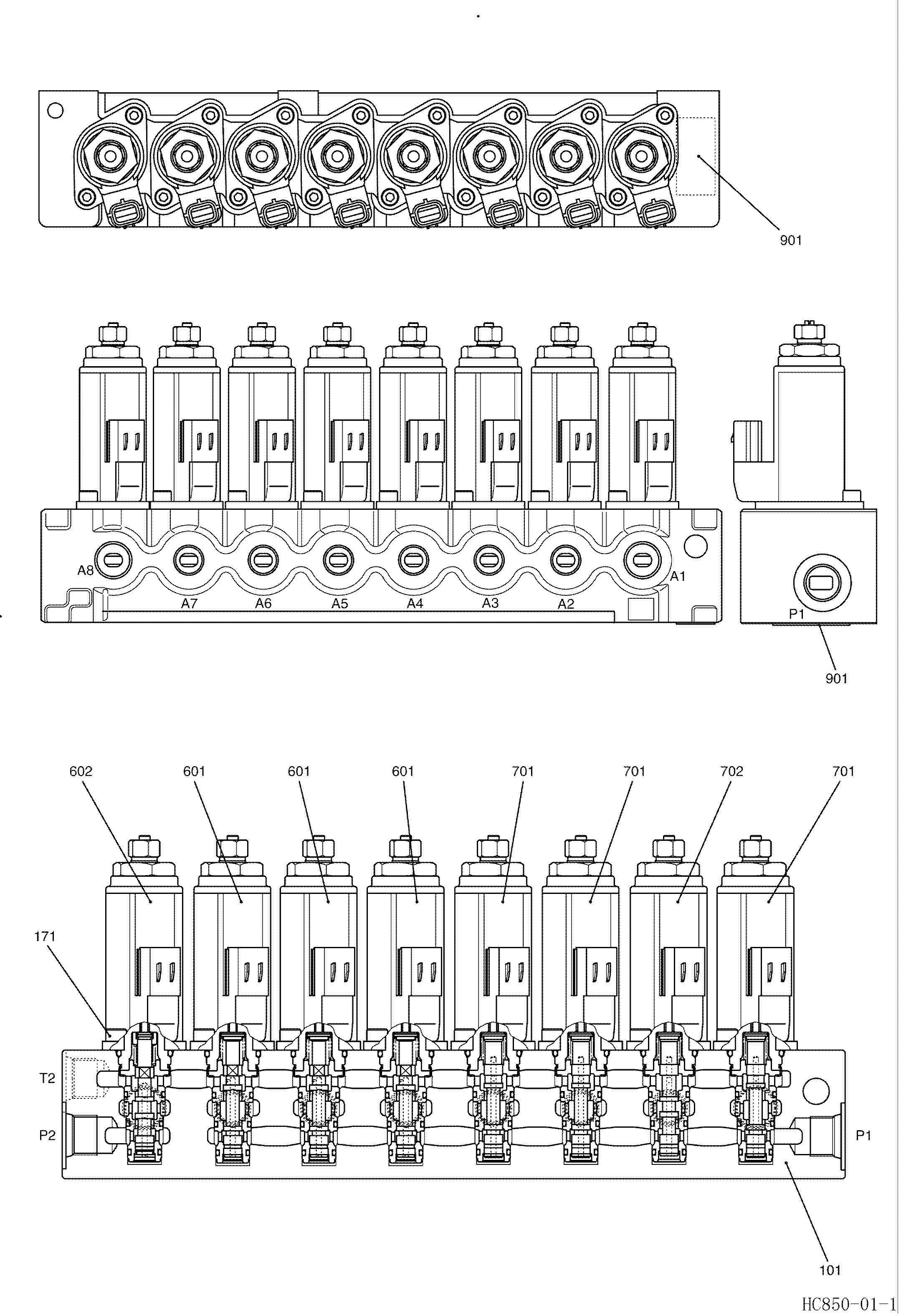 VALVE ASSY, SOLENOID YN35V00047F1 (HC850) — kobelco parts diagram