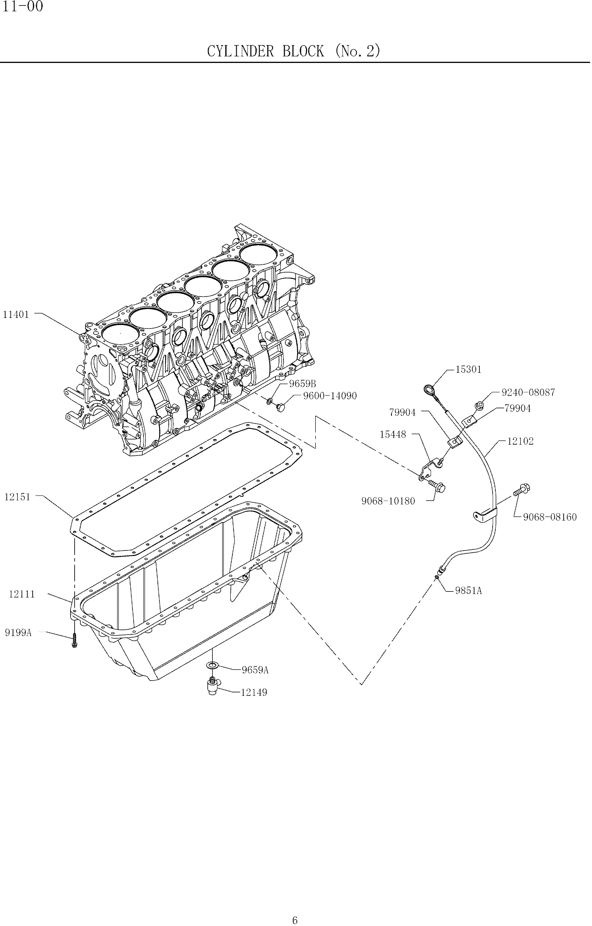 CYLINDER BLOCKS 11-00-2 (HINO ENGINE TYPE J08ETM-KSDA) — kobelco parts diagram