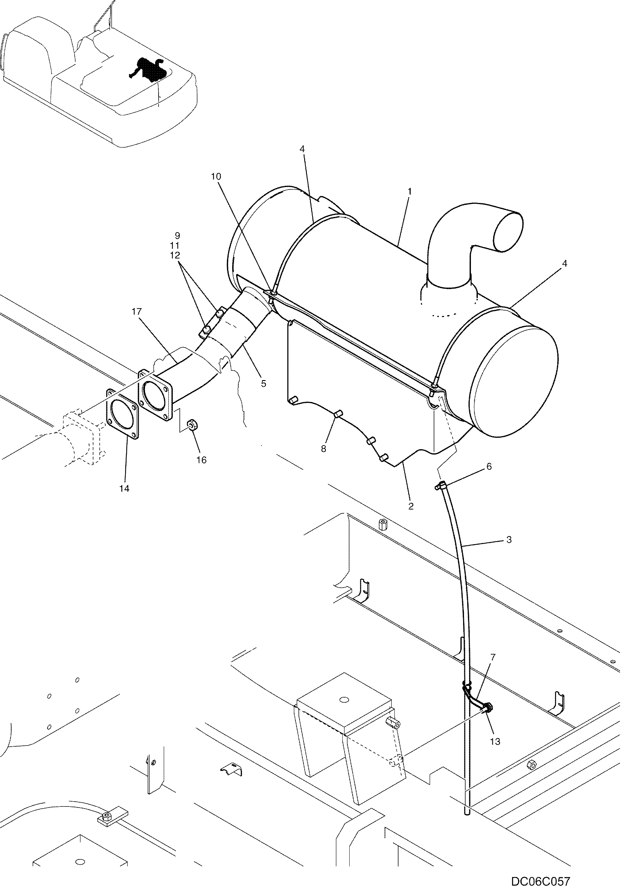 MUFFLER ASSEMBLY (LC12P00011F1) — kobelco parts diagram