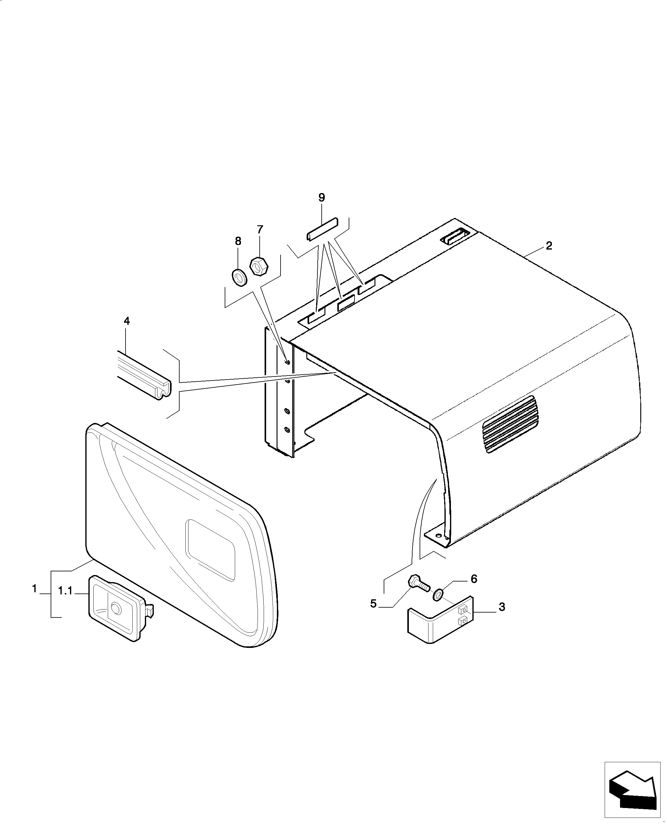 GUARD INSTAL - TOOL BOX ASSY — kobelco parts diagram