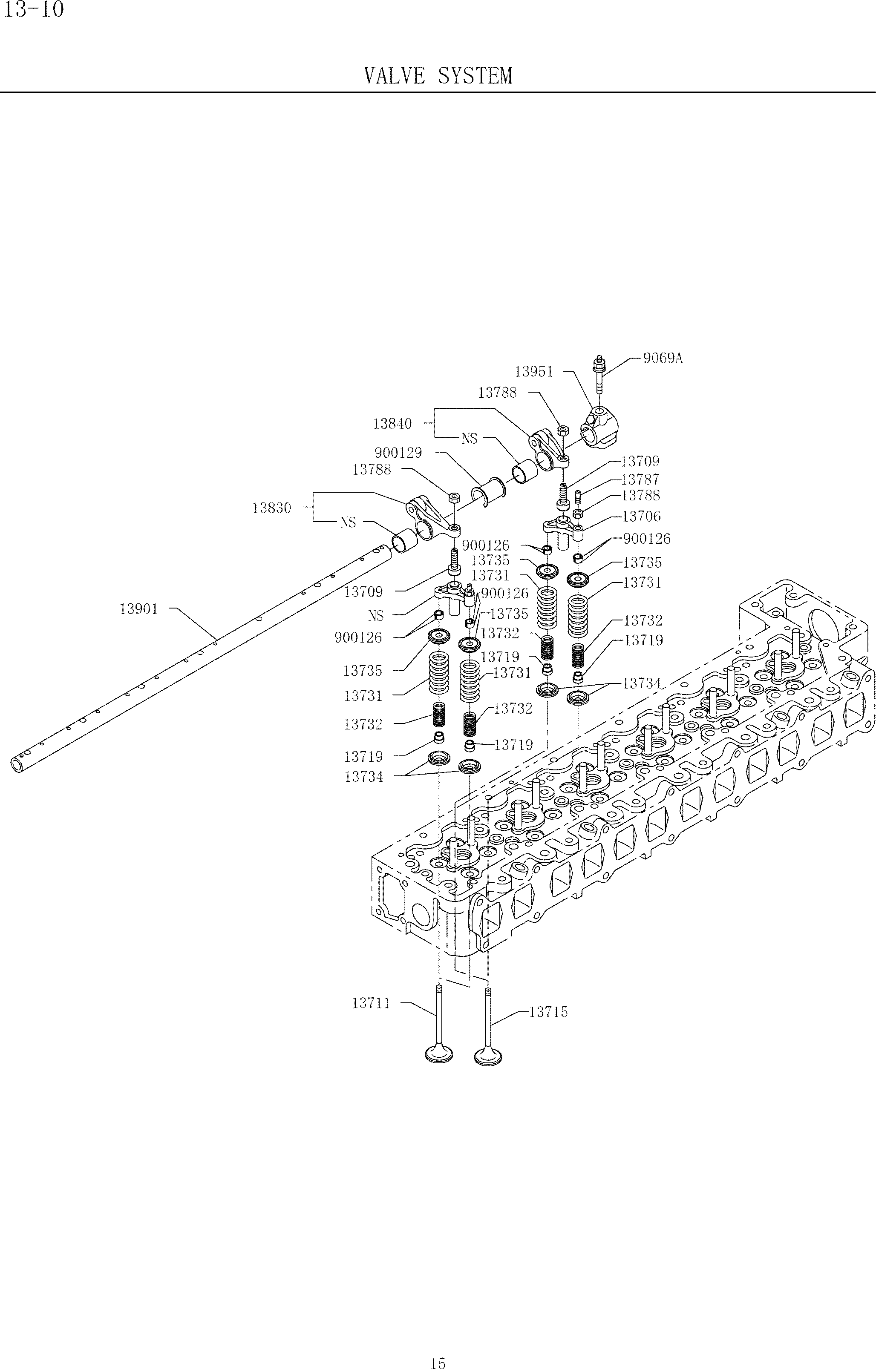 VALVE SYSTEM 13-10 (HINO ENGINE TYPE J08ETM-KSDA) — kobelco parts diagram
