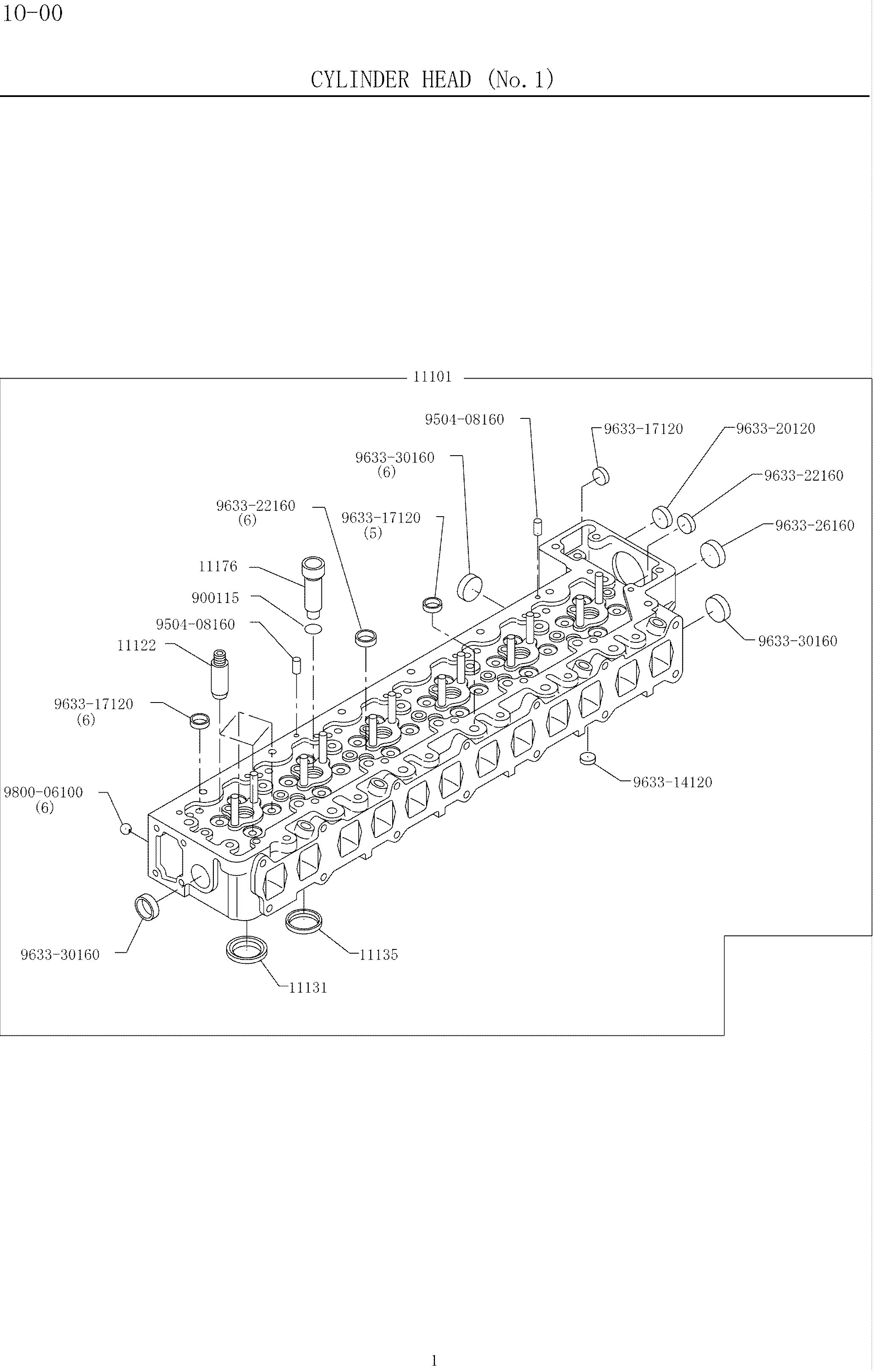 CYLINDER HEAD 10-00-1 (HINO ENGINE TYPE J08ETM-KSDA) — kobelco parts diagram