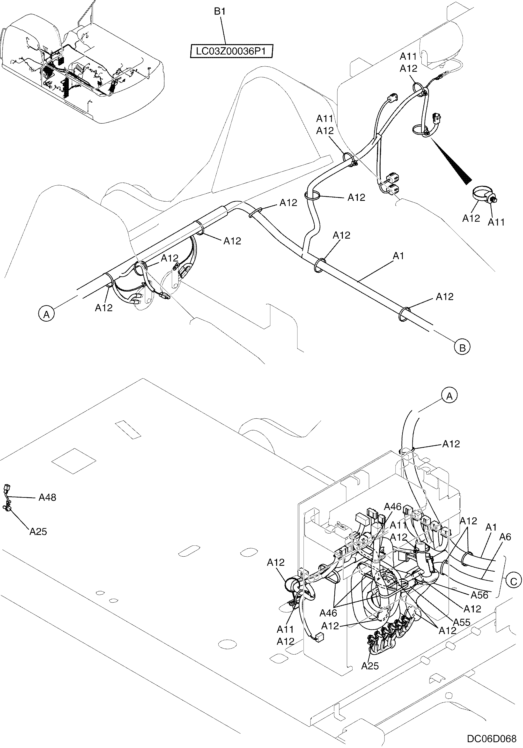 HARNESS ASSY, UPP LC13E00048F1 PAGE 1 OF 3 — kobelco parts diagram