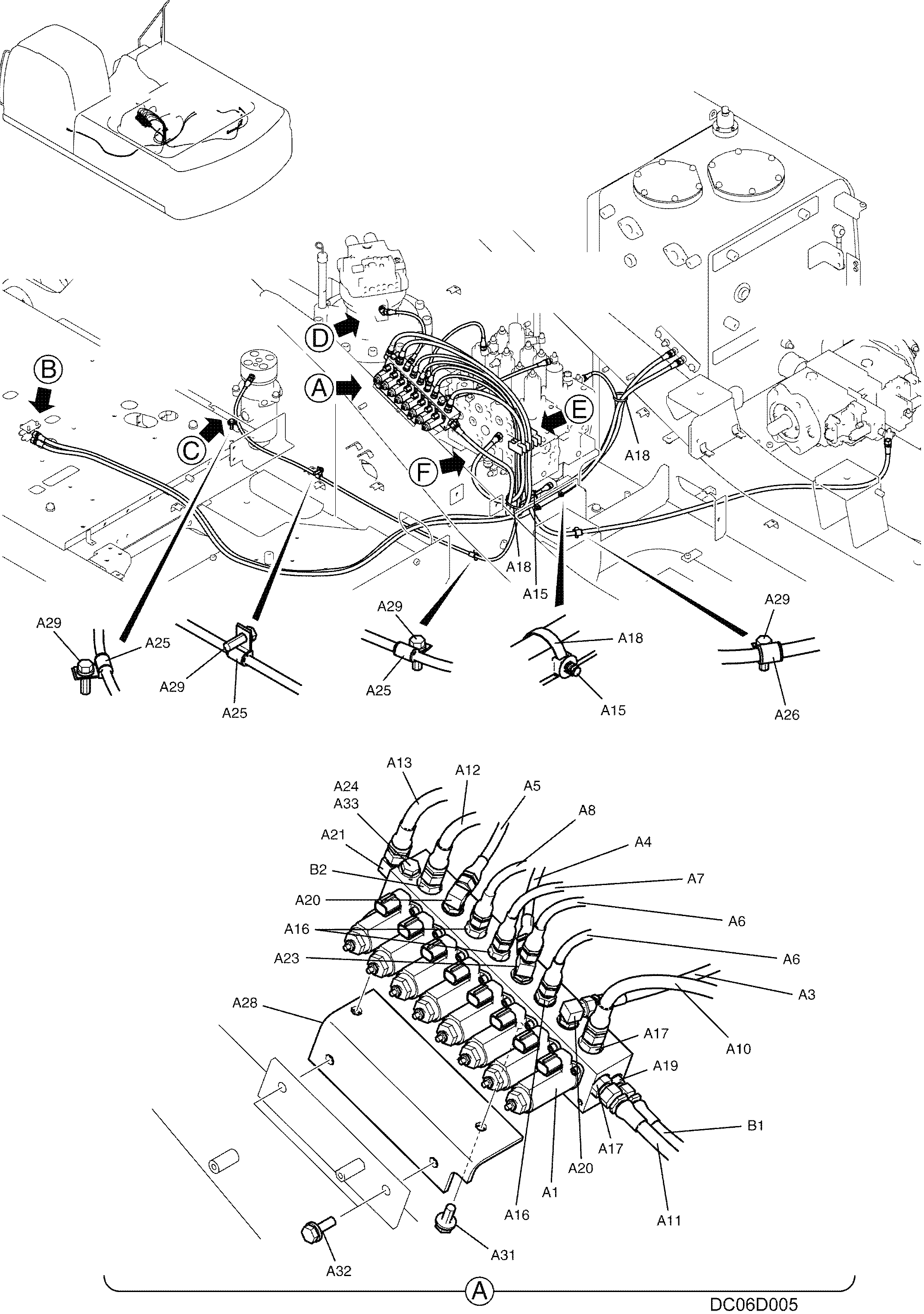 CONTROL LINES, VALVE LC64H00104F1 PAGE 1 OF 2 — kobelco parts diagram