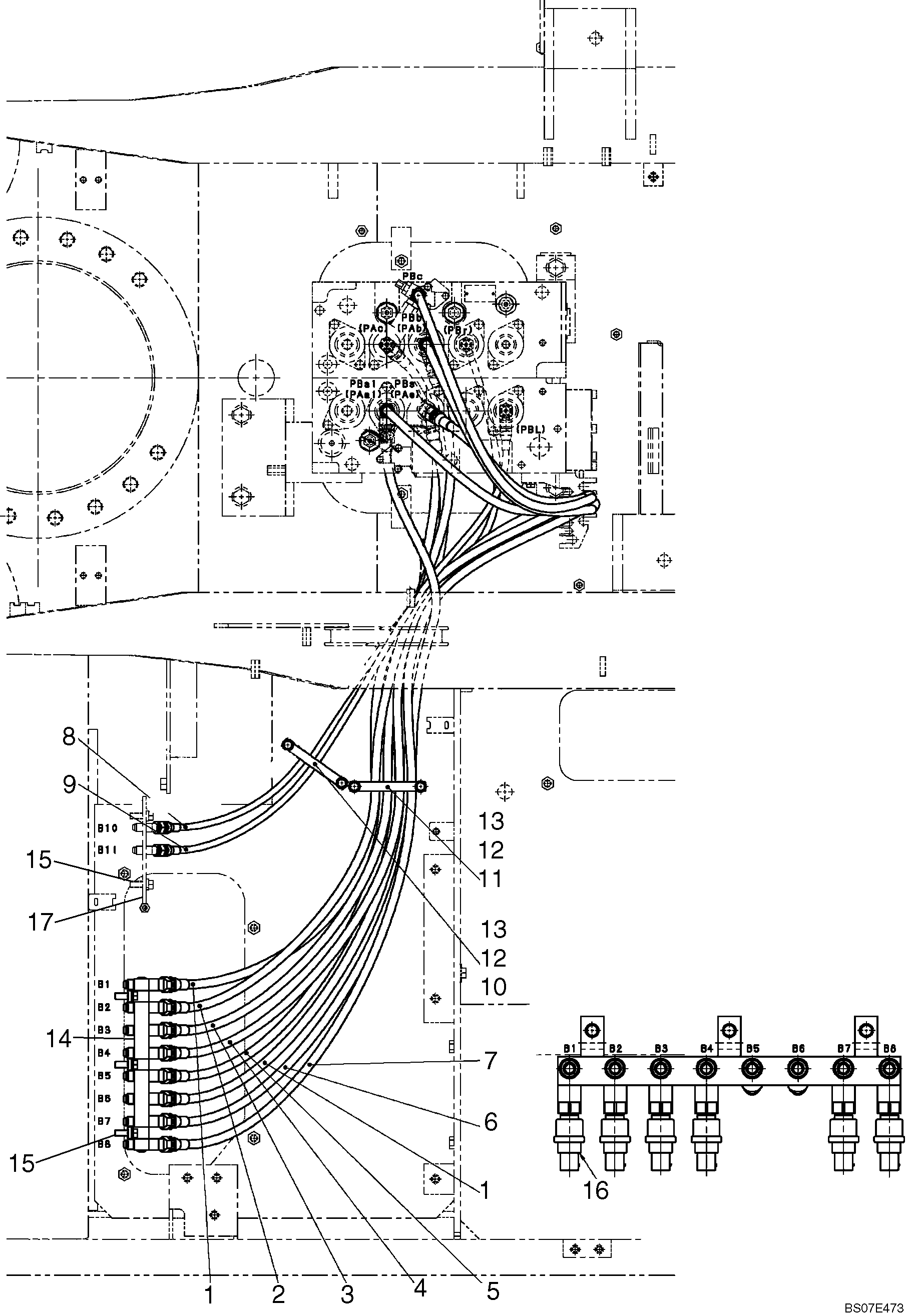 CONTROL LINES, BLOCK (2 WAY) (LQ64H00148F1) — kobelco parts diagram