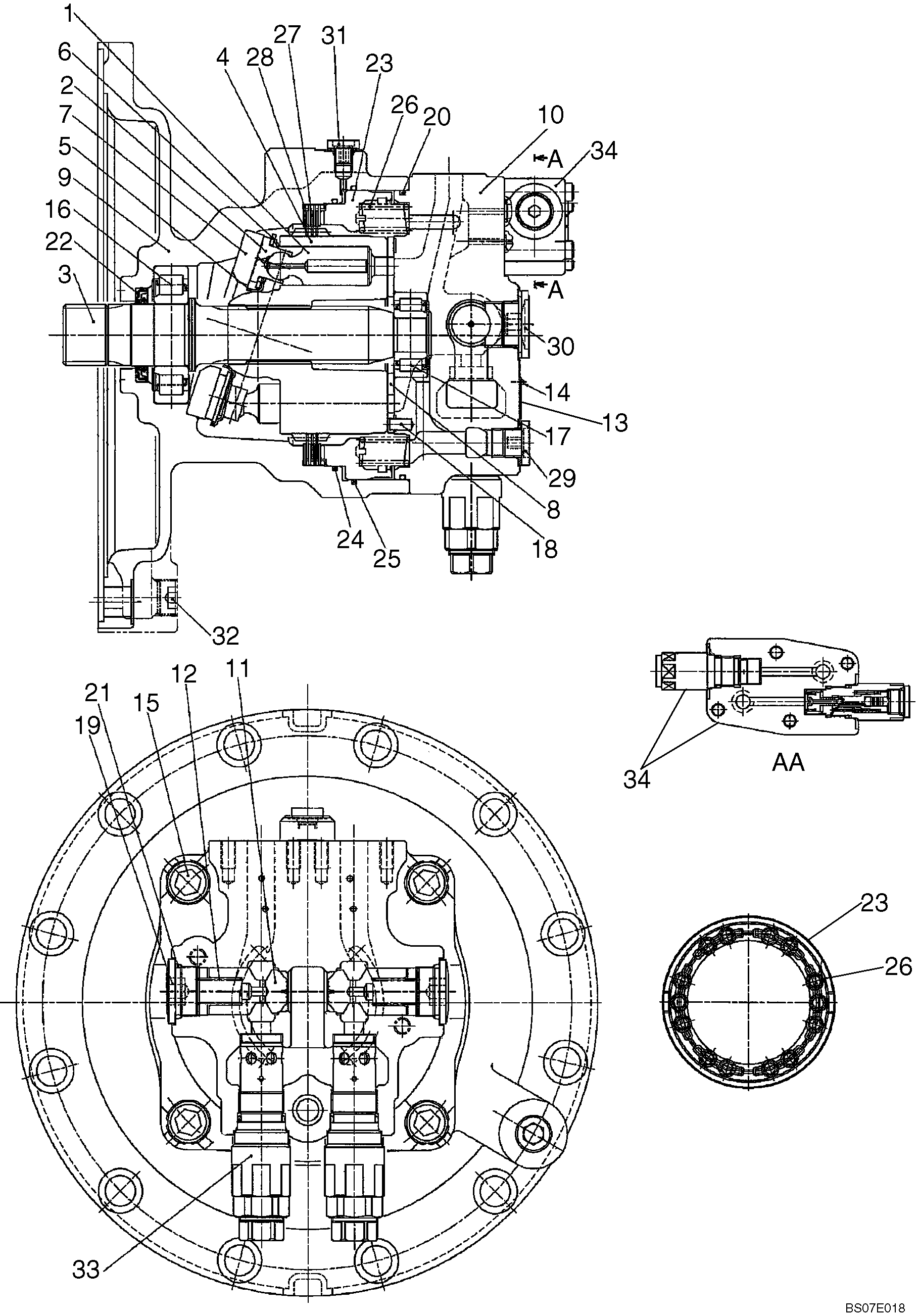 MOTOR ASSEMBLY (SWING) (LC15V00022F1) — kobelco parts diagram