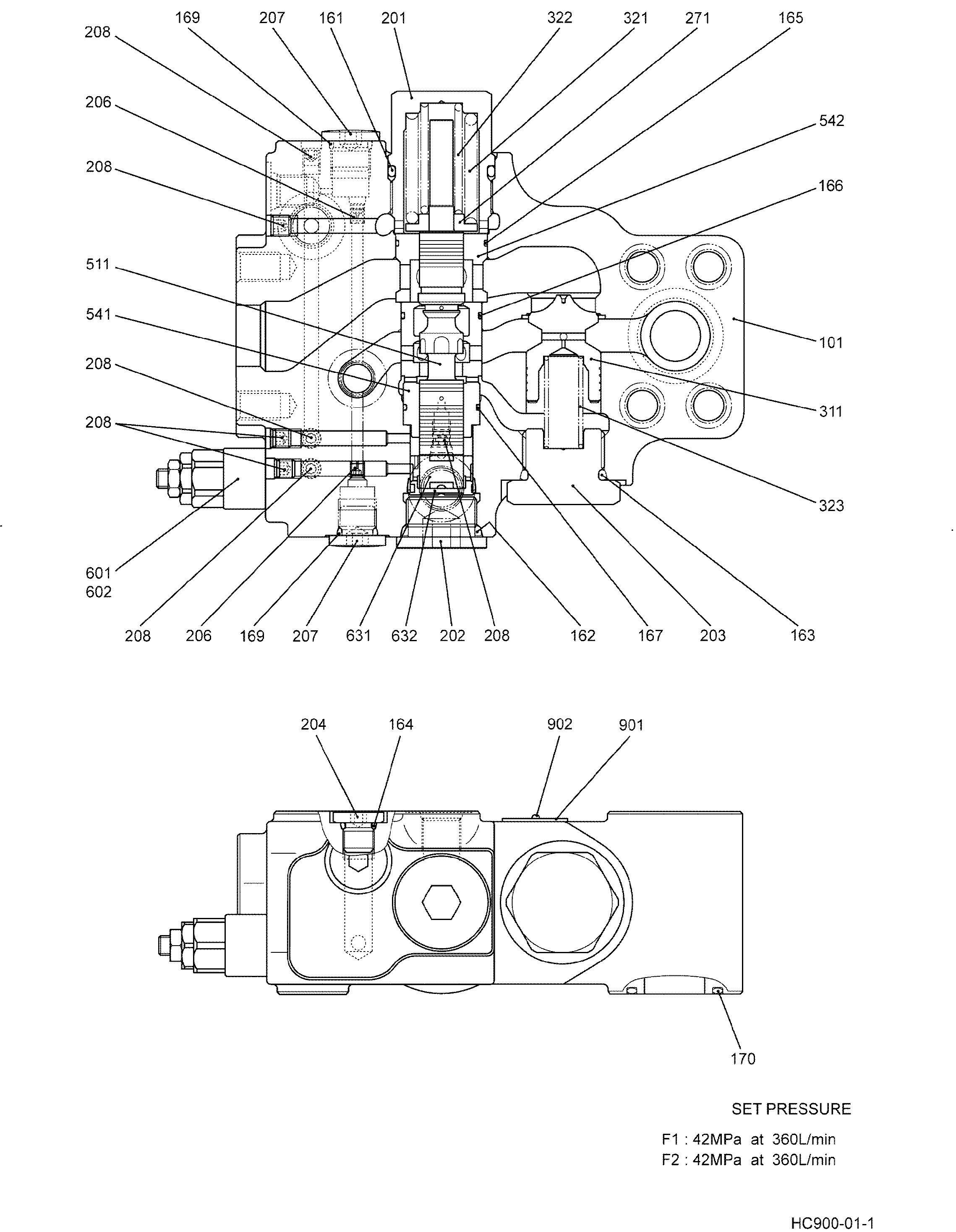 VALVE ASSEMBLY, HOLDING (YN28V00019F1) — kobelco parts diagram