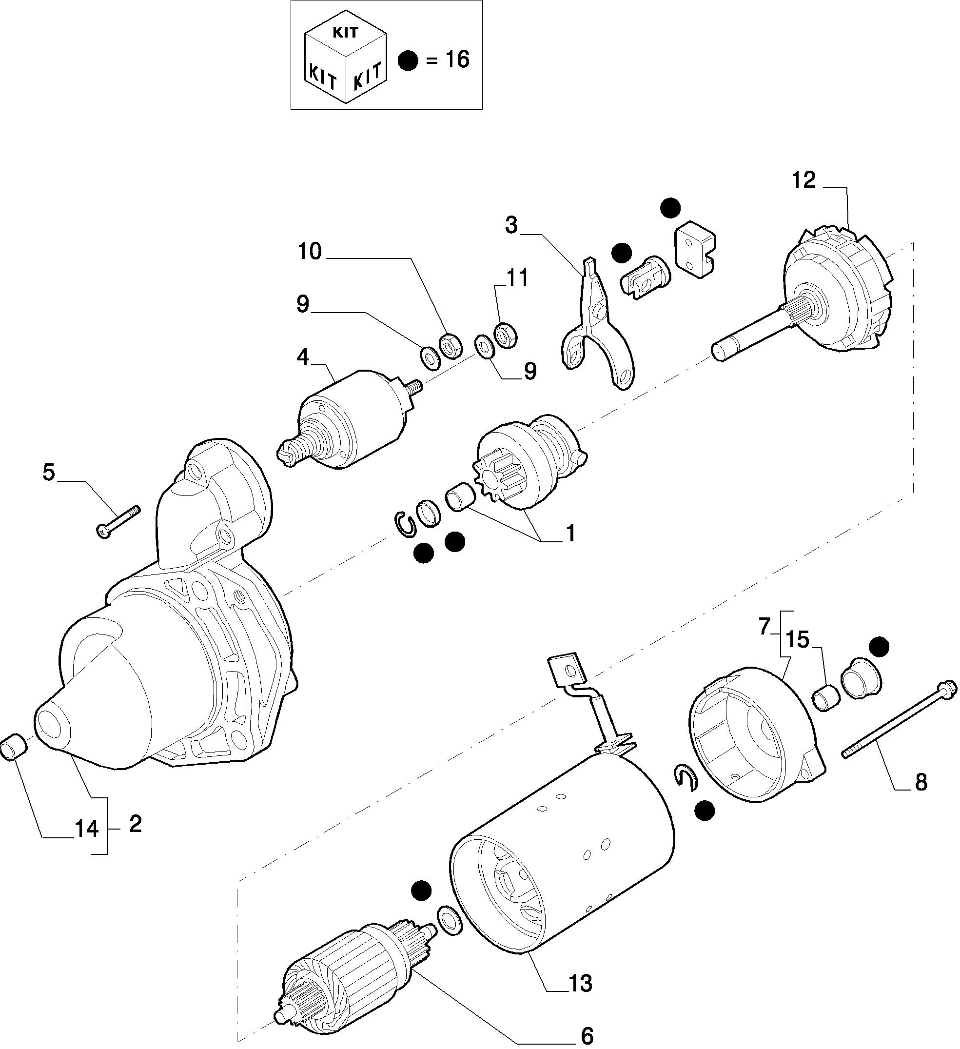 STARTER MOTOR - COMPONENTS (2852478) — kobelco parts diagram