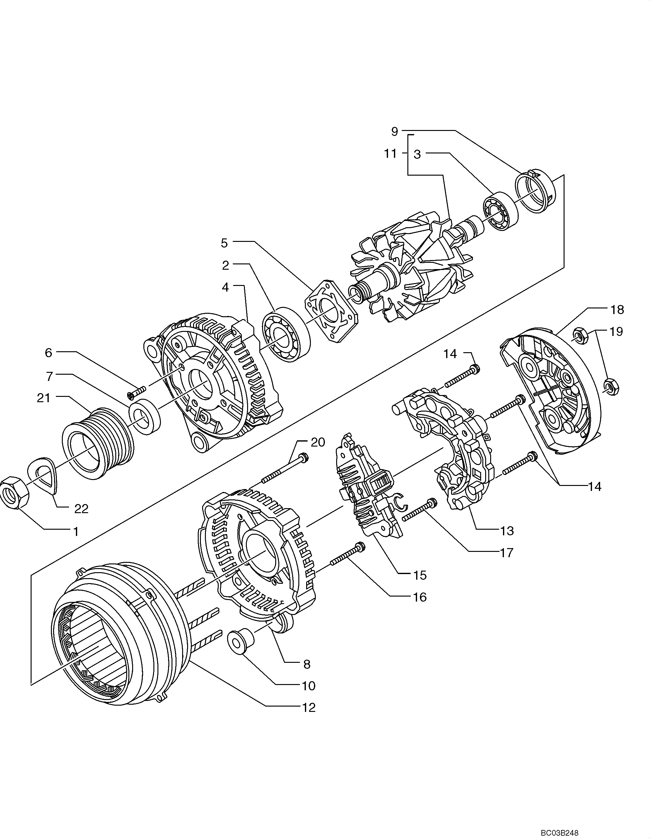 ALTERNATOR - COMPONENTS (4892318) — kobelco parts diagram