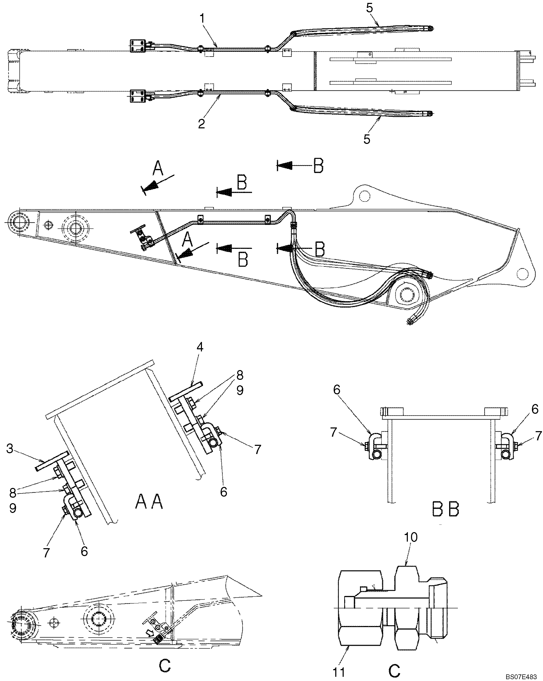 HYDRAULIC LINES, ARM (STANDARD W/ROT + N&B) (LB43H00037F1), PAGE 2 OF 2 — kobelco parts diagram