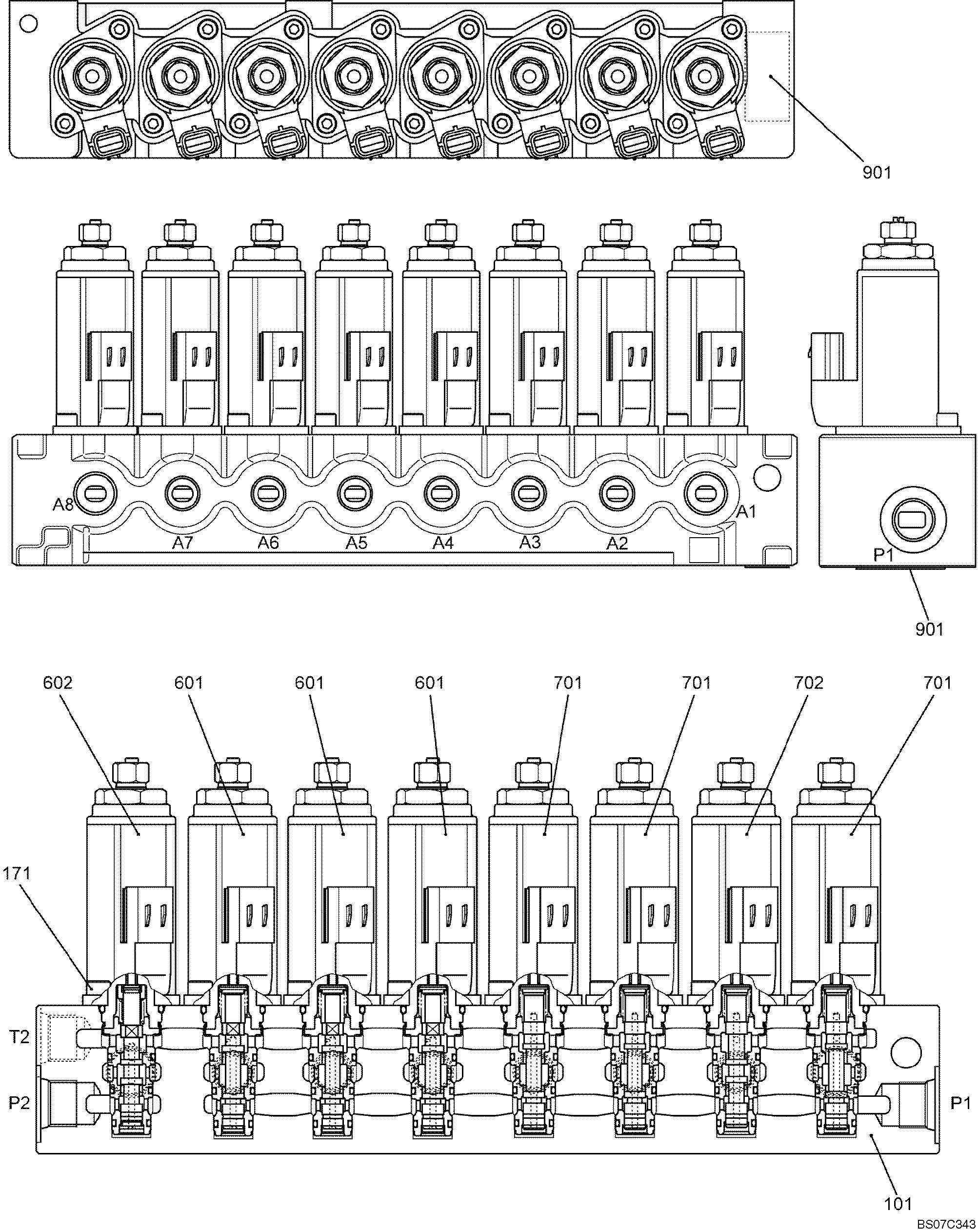 VALVE ASSEMBLY, SOLENOID (YN35V00047F1) — kobelco parts diagram