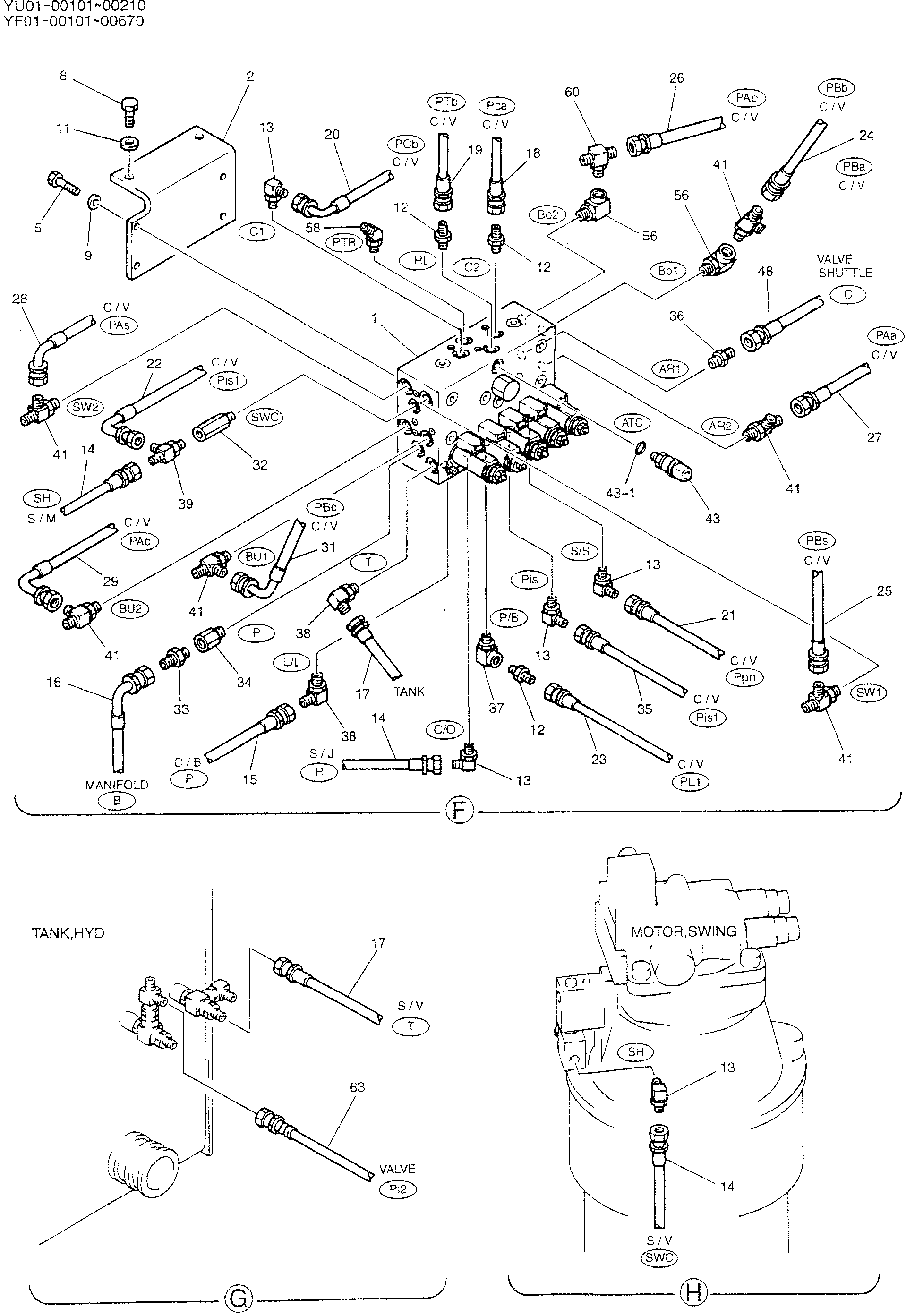 CONTROL LINES, REMOTE (P/N-YN64H00092F2) — kobelco parts diagram