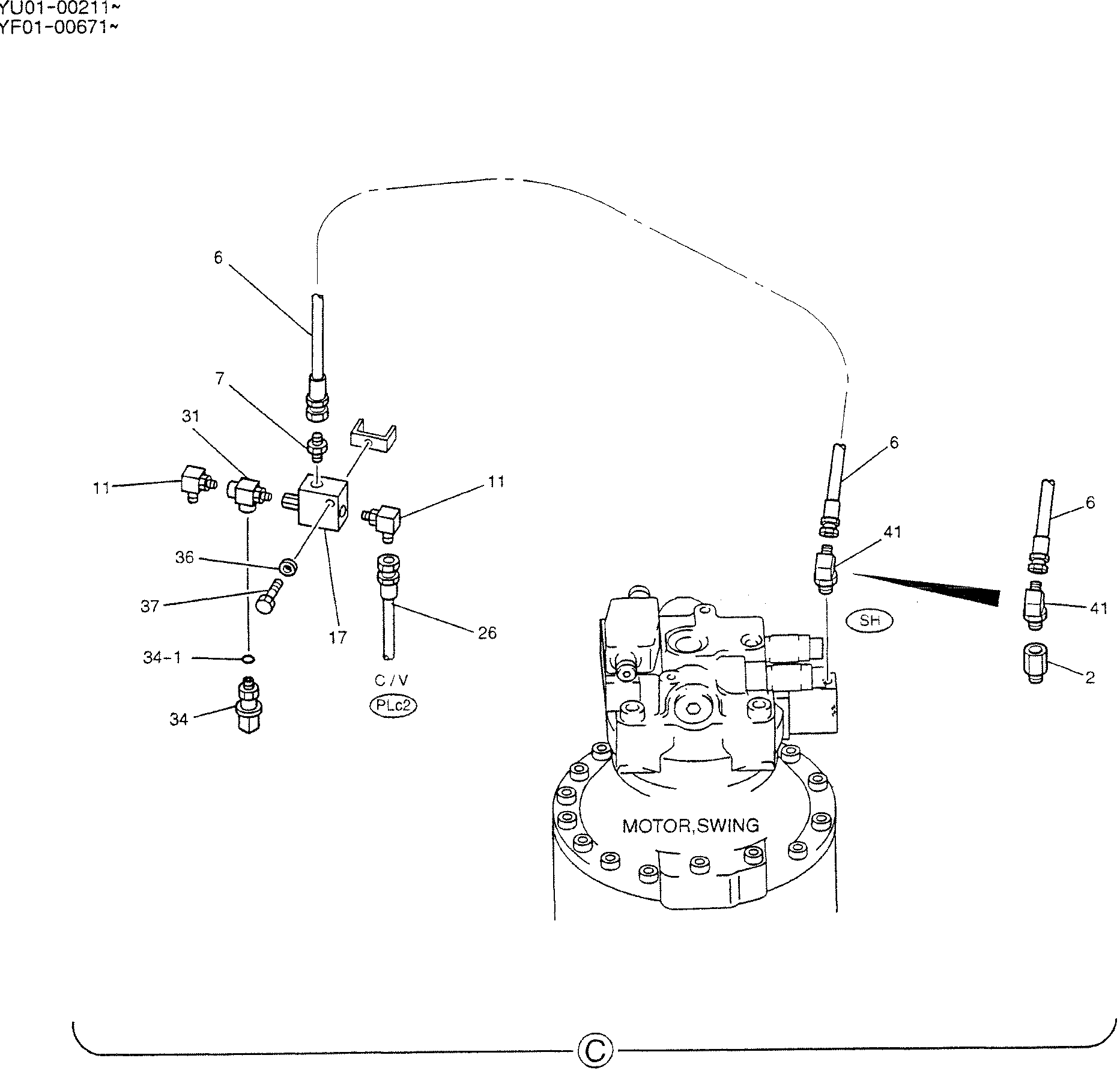 CONTROL LINES, REMOTE (BOOM SAFETY) (P/N-YN06H00048F4) — kobelco parts diagram
