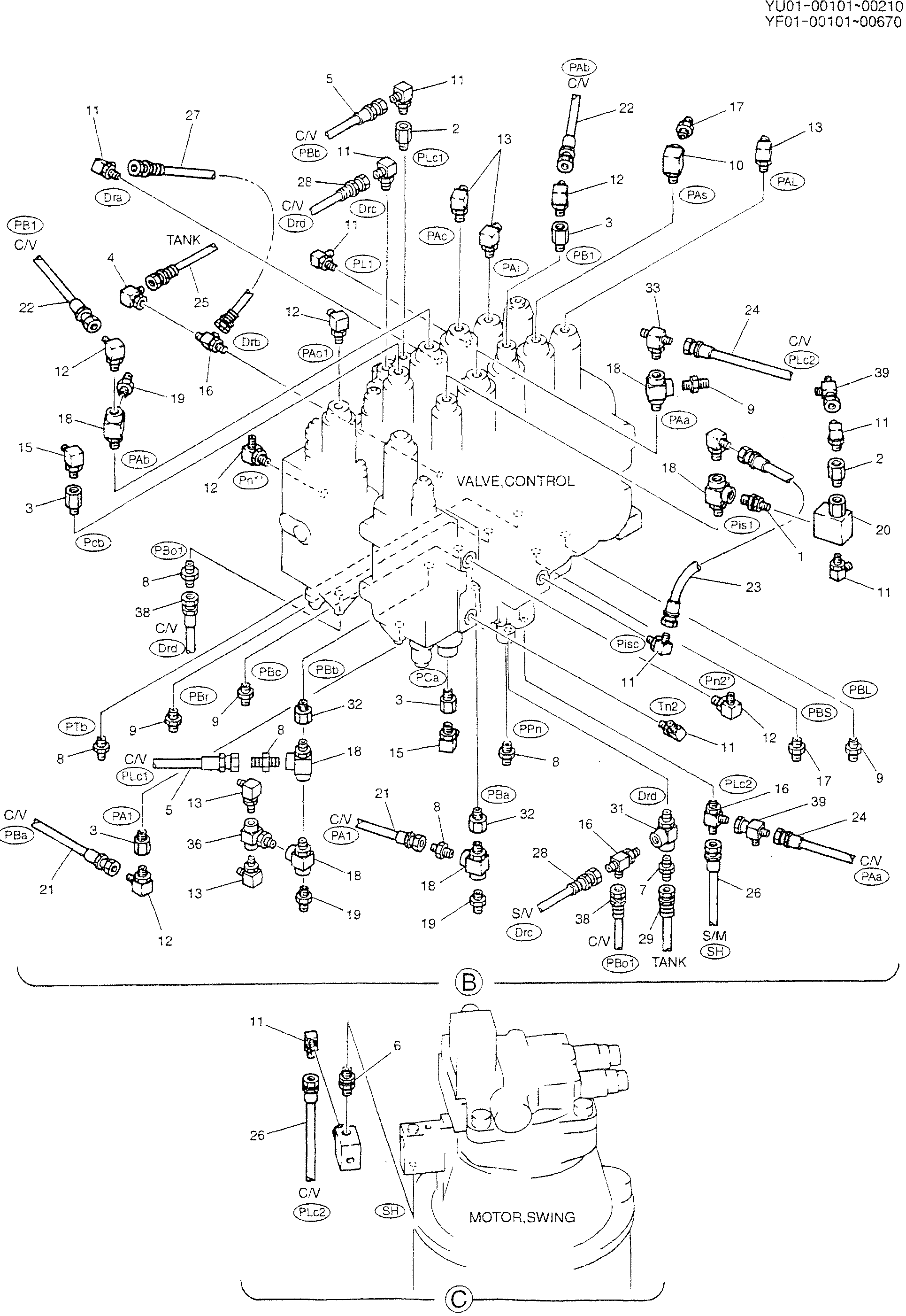 CONTROL LINES, REMOTE (BOOM AND ARM SAFETY) — kobelco parts diagram