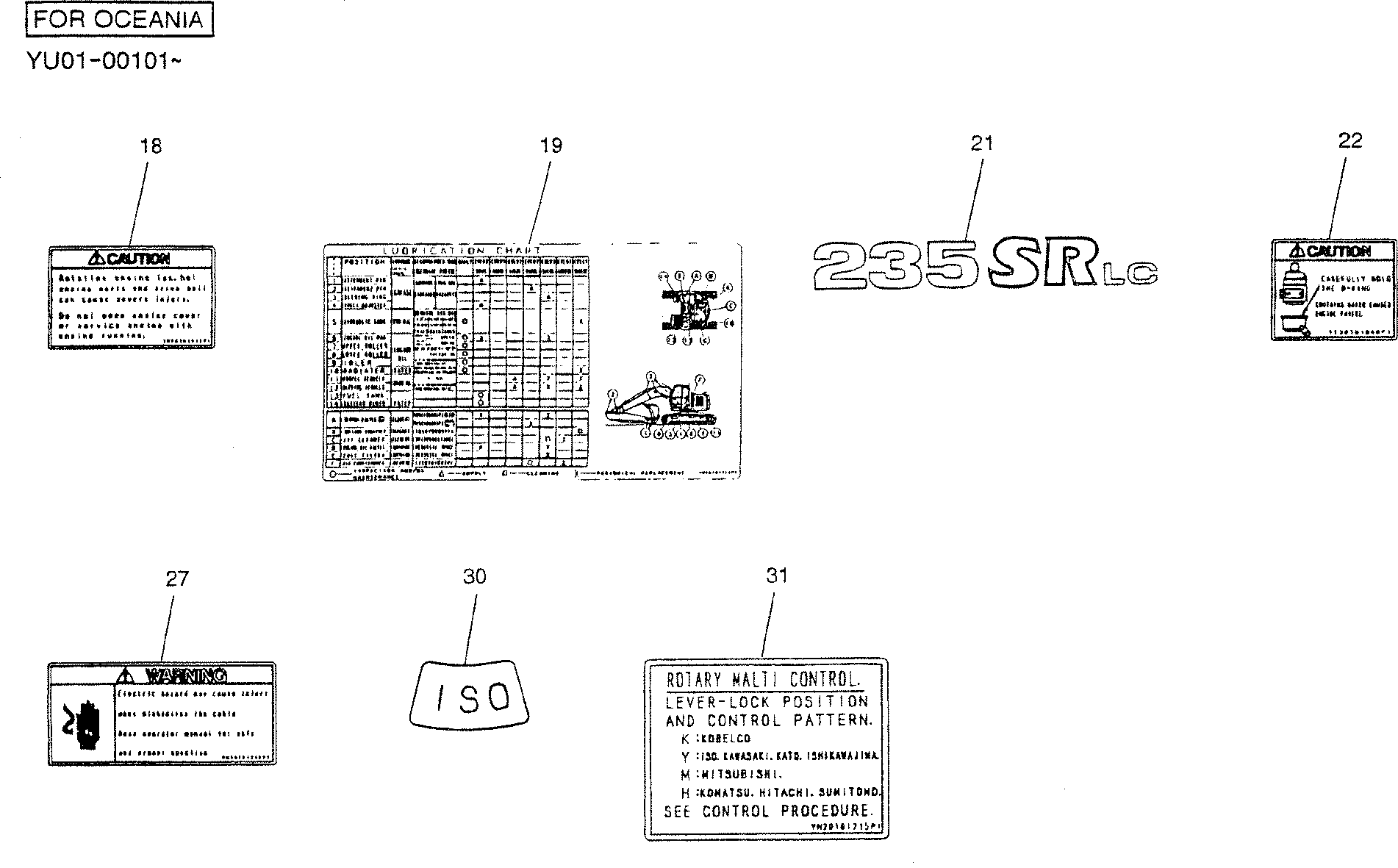NAME PLATE INSTAL (P/N YN22T00192F1,F2) — kobelco parts diagram