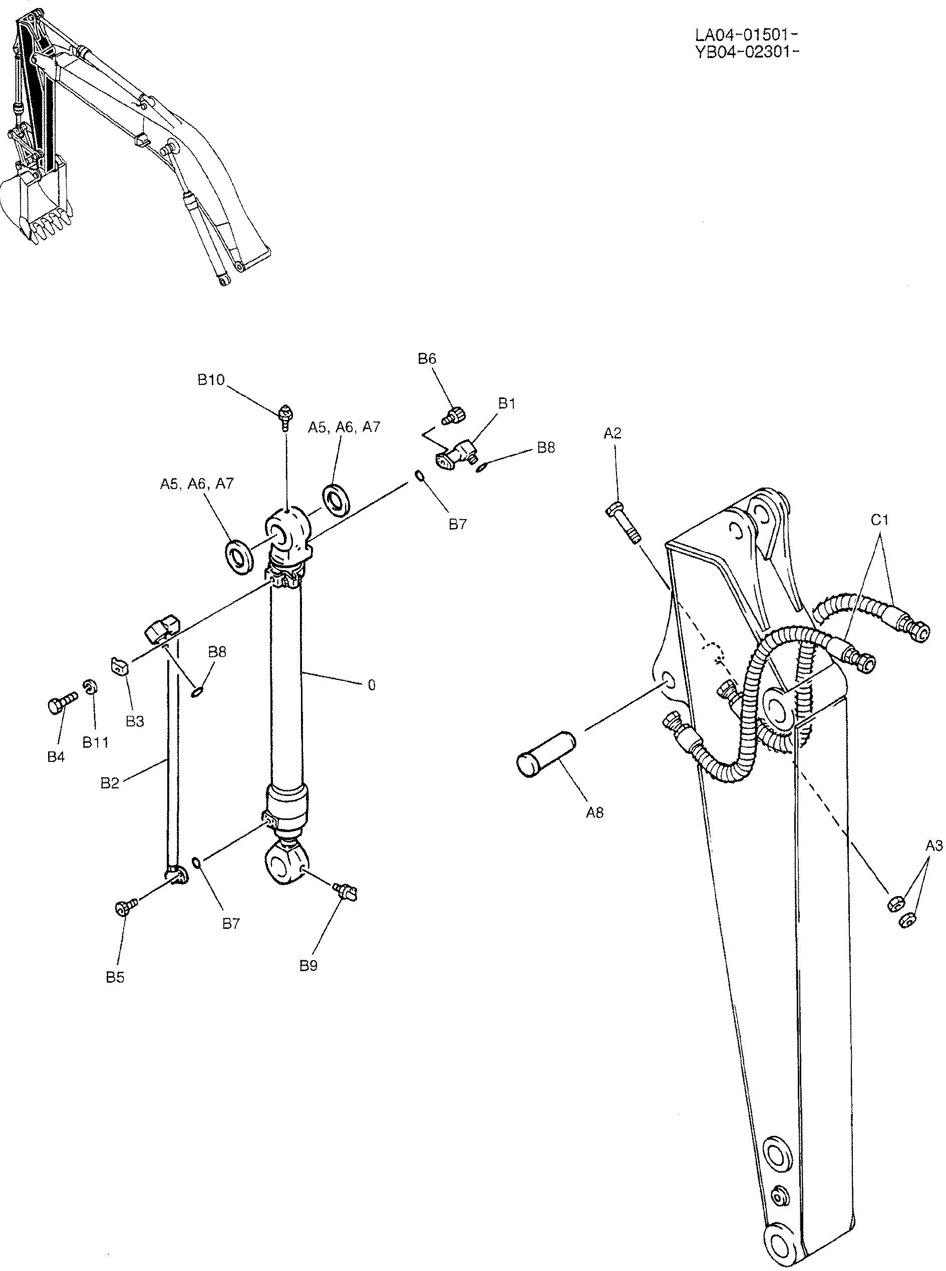 HYDRAULIC LINES, ARM 2.6M (FOR EU) P/N YB01V00011F2 — kobelco parts diagram