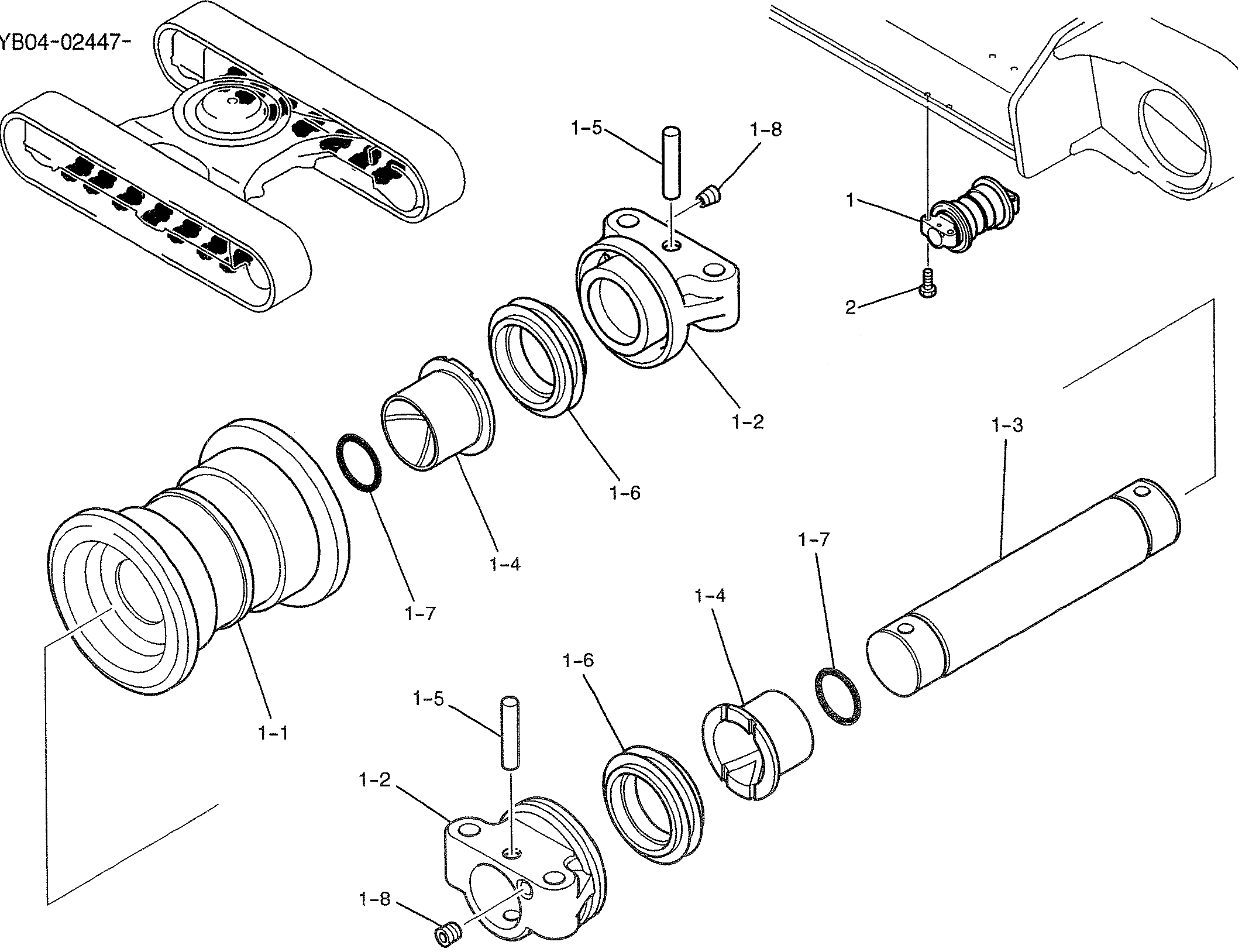 ROLLER ASSY, TRACK, P/N YN64D00033F1 — kobelco parts diagram