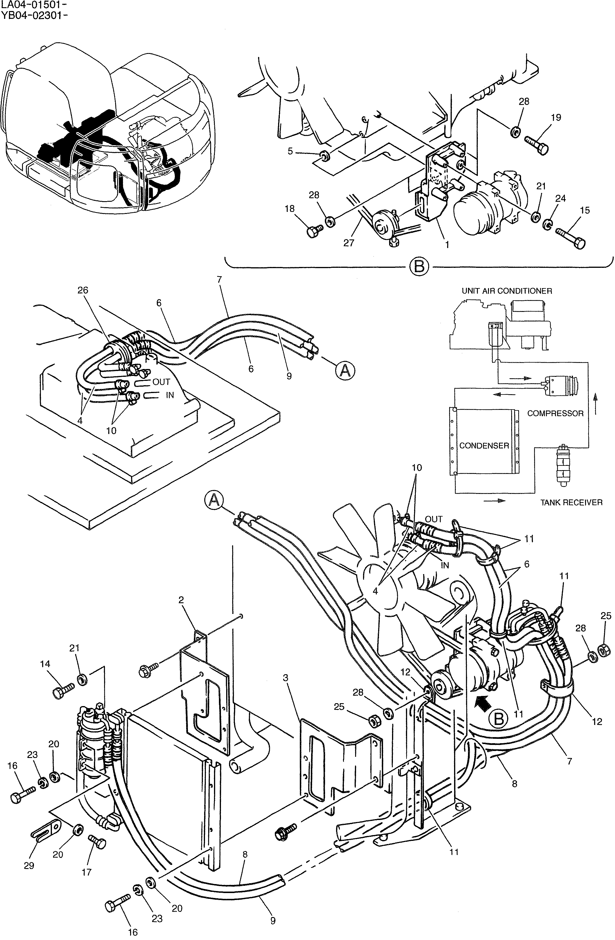 CONDITIONER ASSY, AIR, P/N YB20M00004F1 — kobelco parts diagram