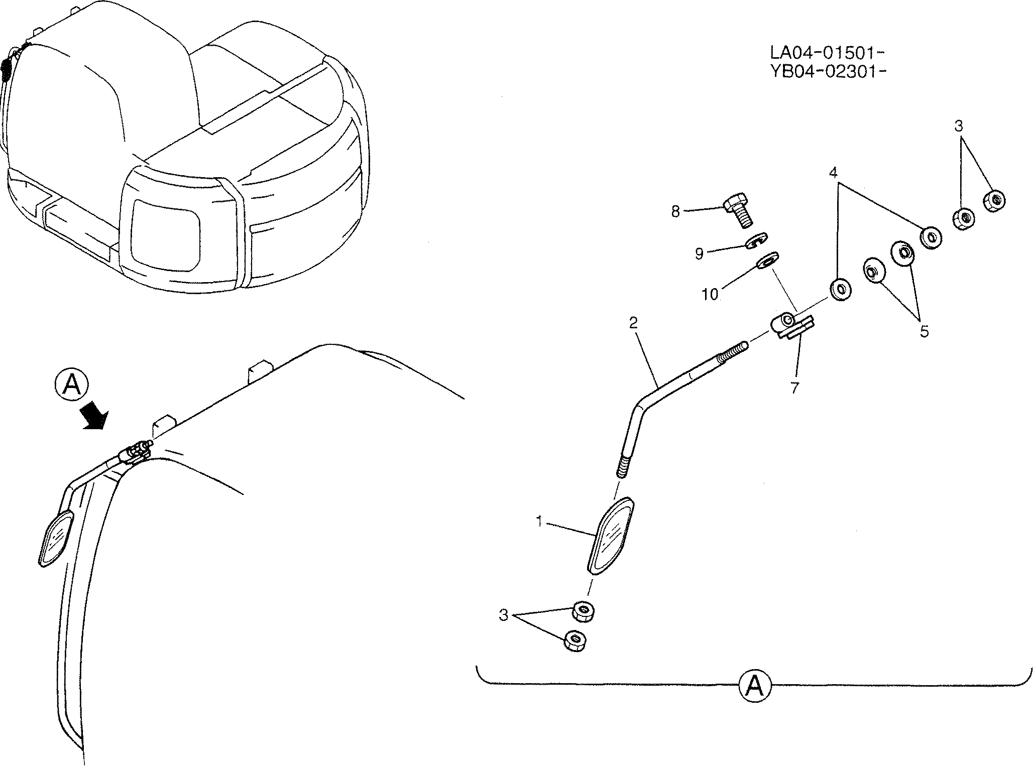 MIRROR INSTAL, P/N YT52C00008F1 — kobelco parts diagram
