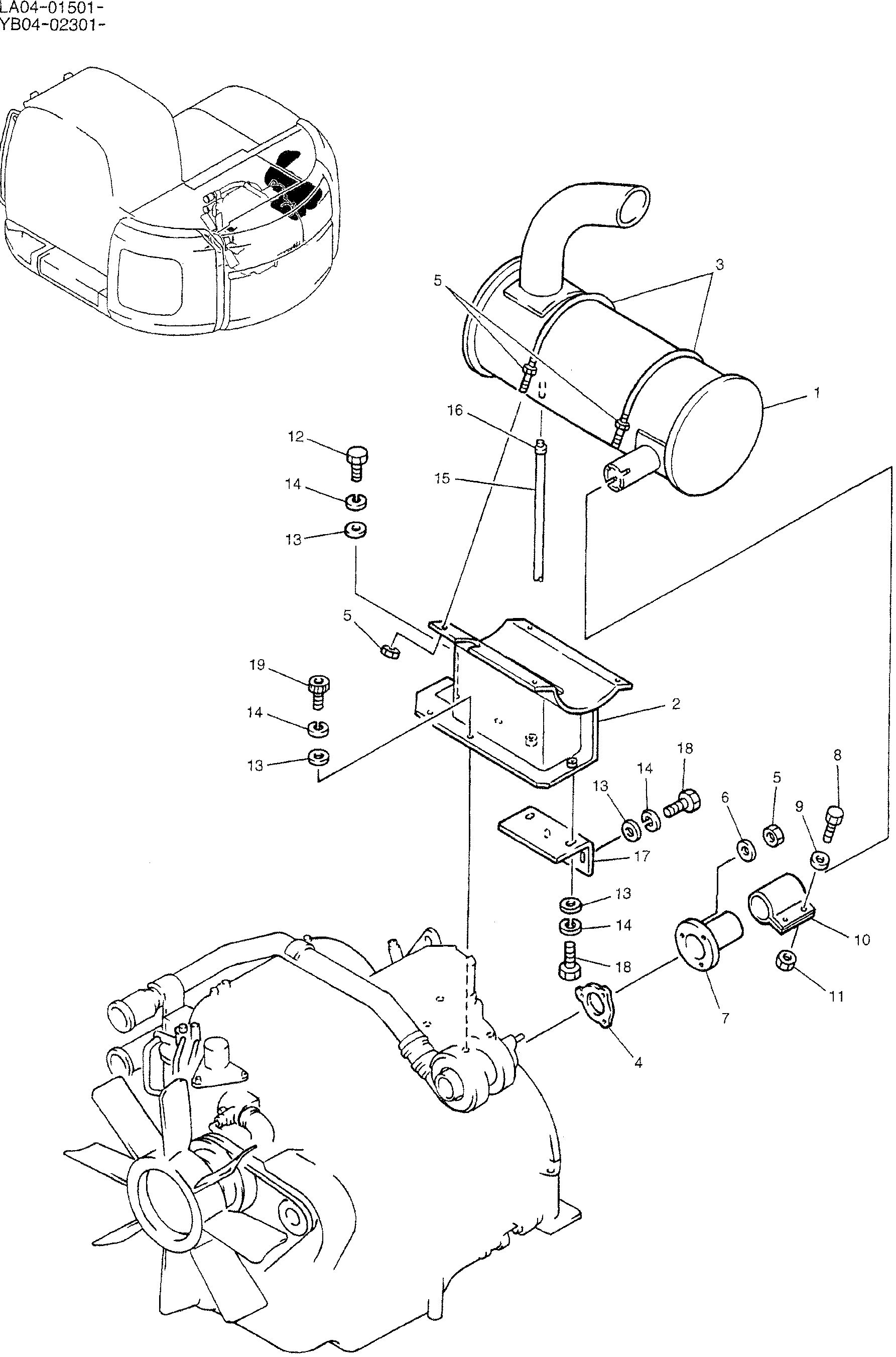 MUFFLER ASSY — kobelco parts diagram