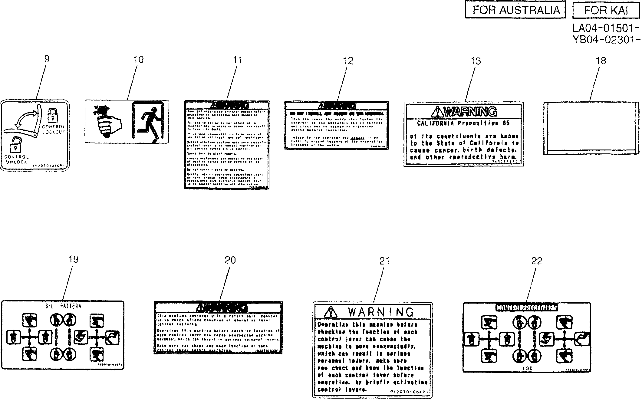 NAME PLATE INSTAL (CAB), P/N YB22T00012F1 — kobelco parts diagram