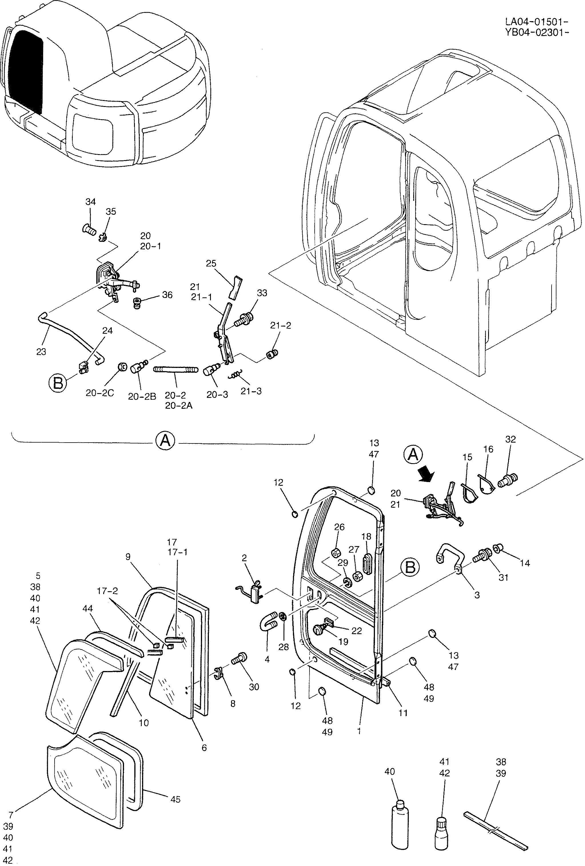 DOOR ASSY, CAB, P/N YT51C00003F1 — kobelco parts diagram