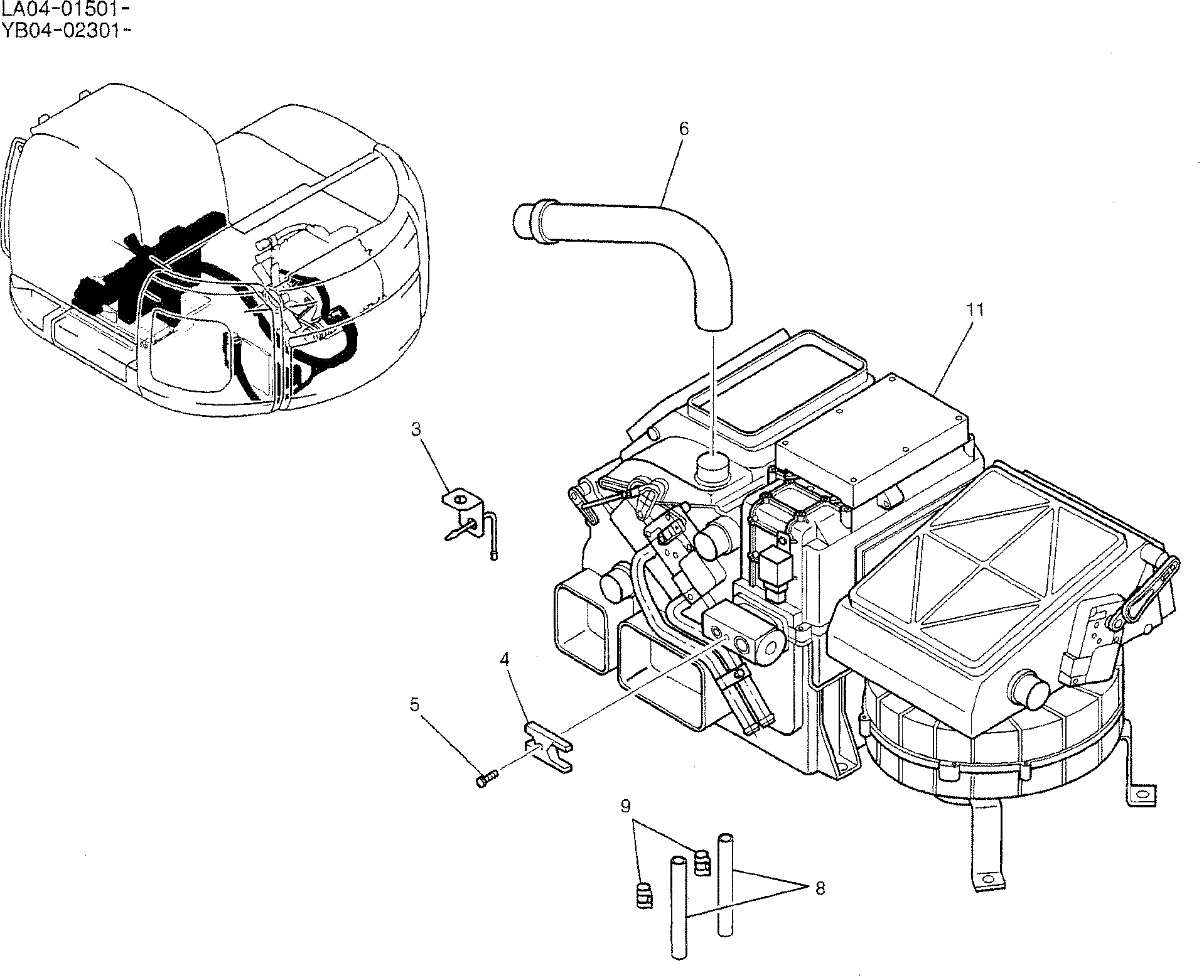 CONDITIONER ASSY, AIR, P/N YT20M00009F3 — kobelco parts diagram