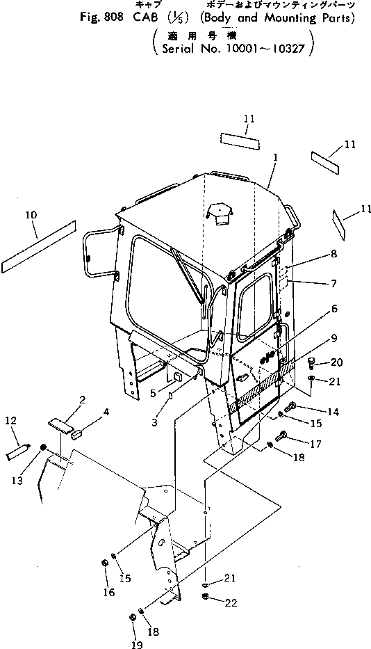 CAB (1/5) (BODY AND MOUNTING PARTS)(#10001-10327) — komatsu parts diagram