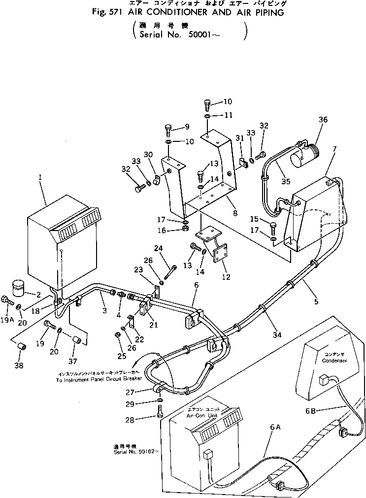 AIR CONDITIONER AND AIR PIPING — komatsu parts diagram