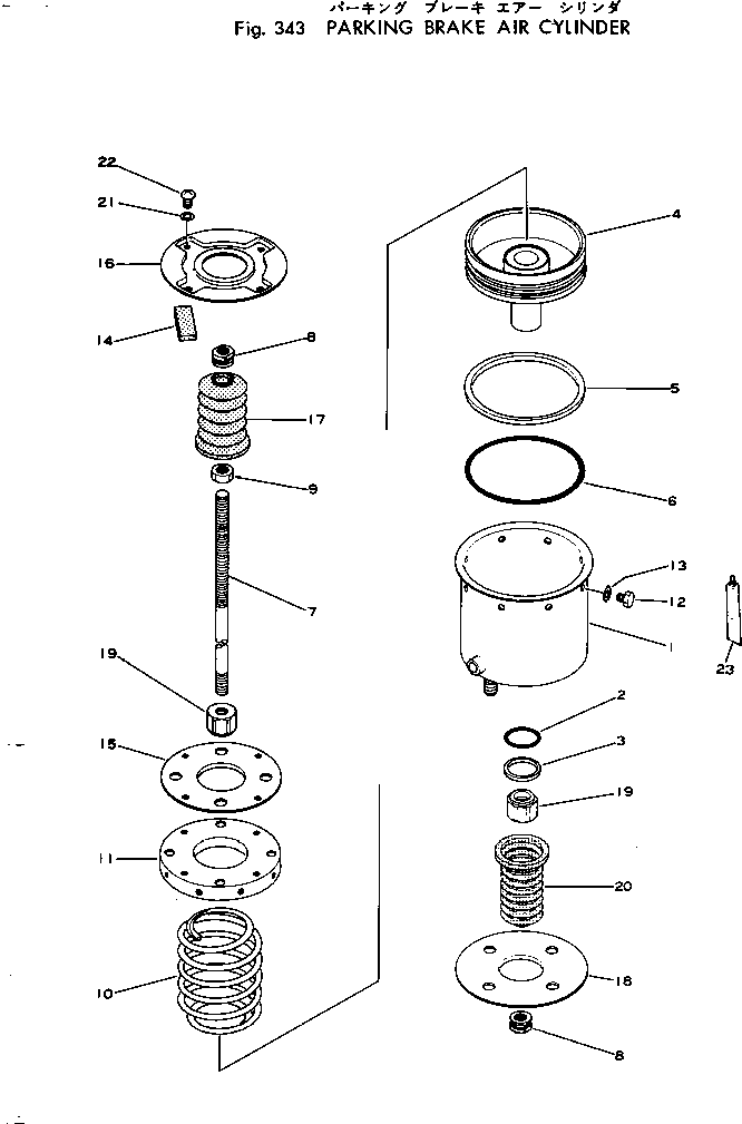 PARKING BRAKE AIR CYLINDER(#10001-) — komatsu parts diagram