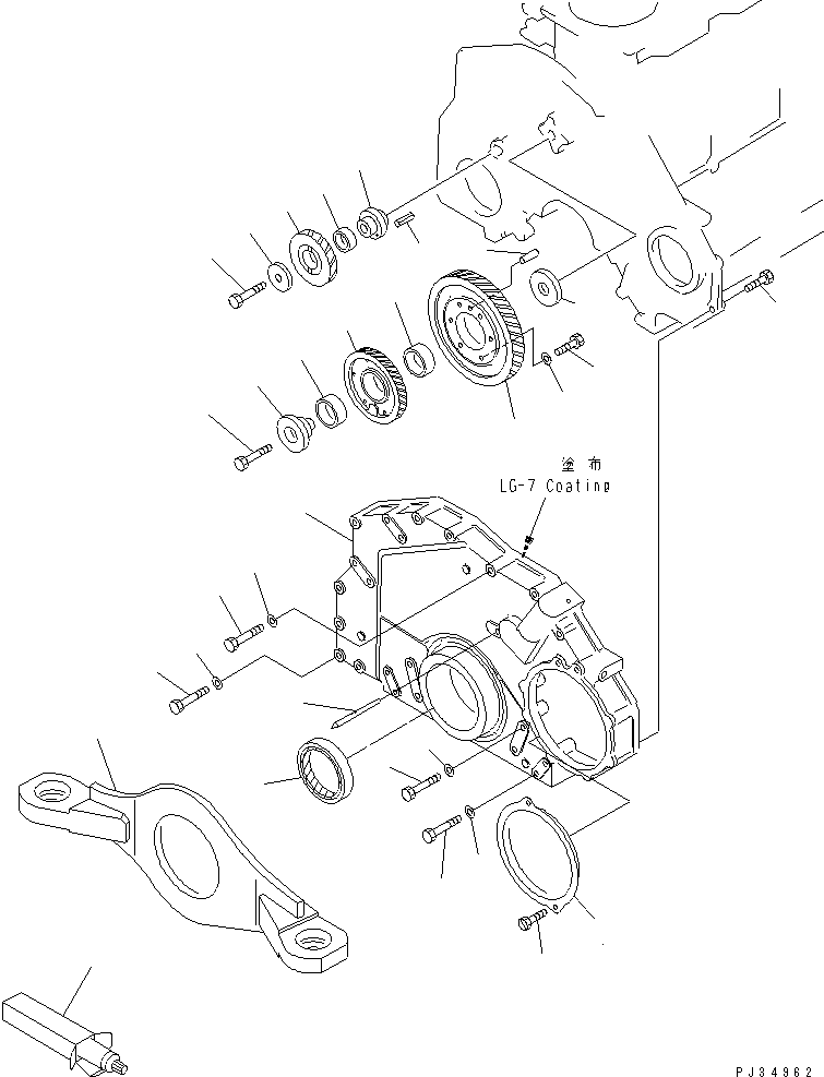 FRONT COVER AND FRONT SUPPORT(#26679-34861) — komatsu parts diagram