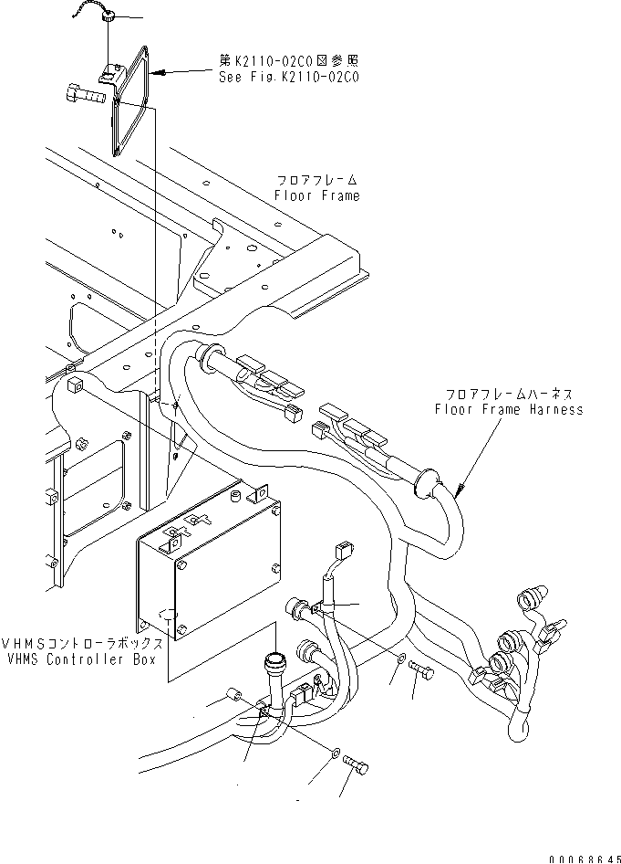 FLOOR FRAME (VHMS PARTS) (WITHOUT ORBCOM) — komatsu parts diagram