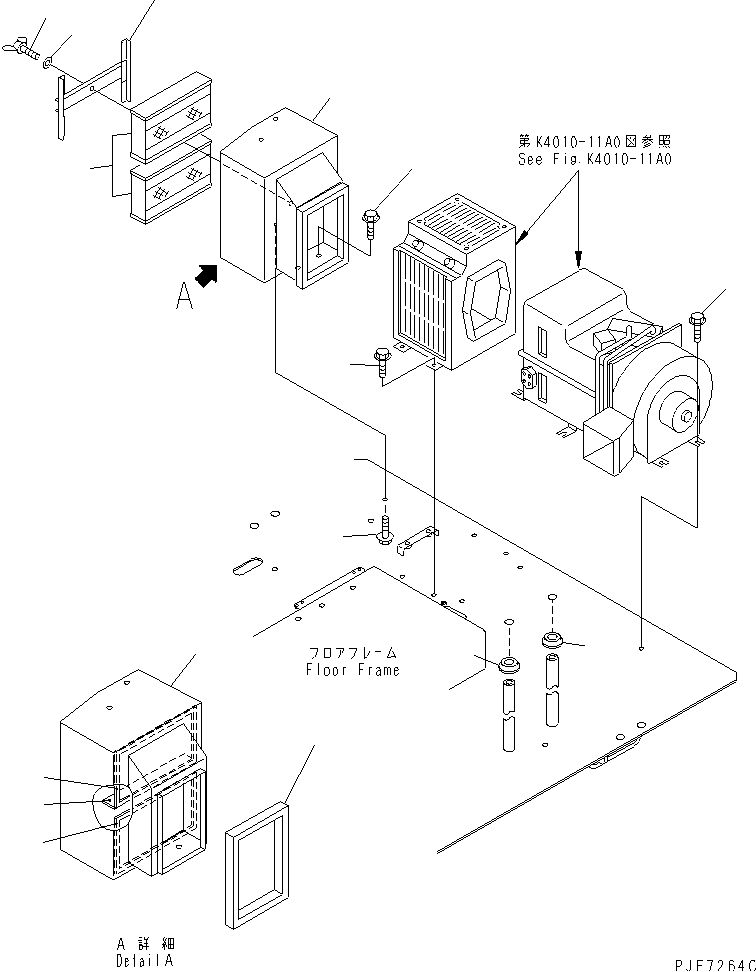 FLOOR SUB (AIR CONDITIONER OR HEATER FILTER BOX)(#52019-) — komatsu parts diagram