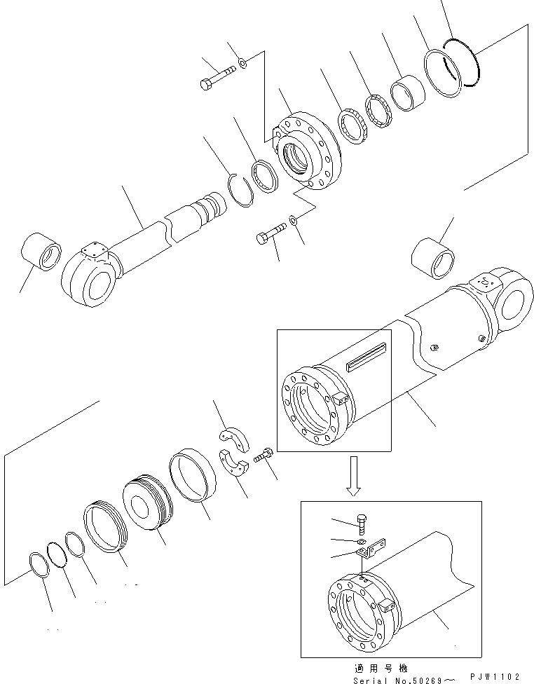 DUMP CYLINDER (FOR HIGH LIFT)(#50001-50325) — komatsu parts diagram
