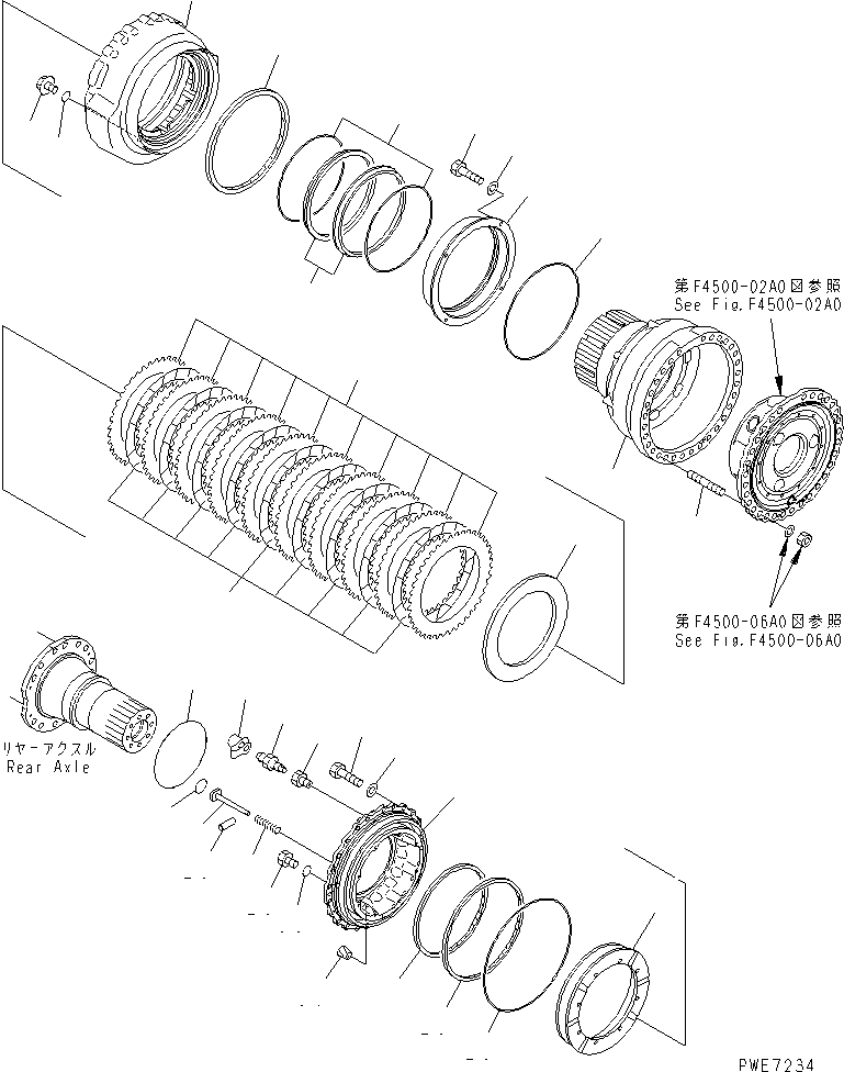 REAR AXLE (WHEEL BRAKE)(#50001-52018) — komatsu parts diagram