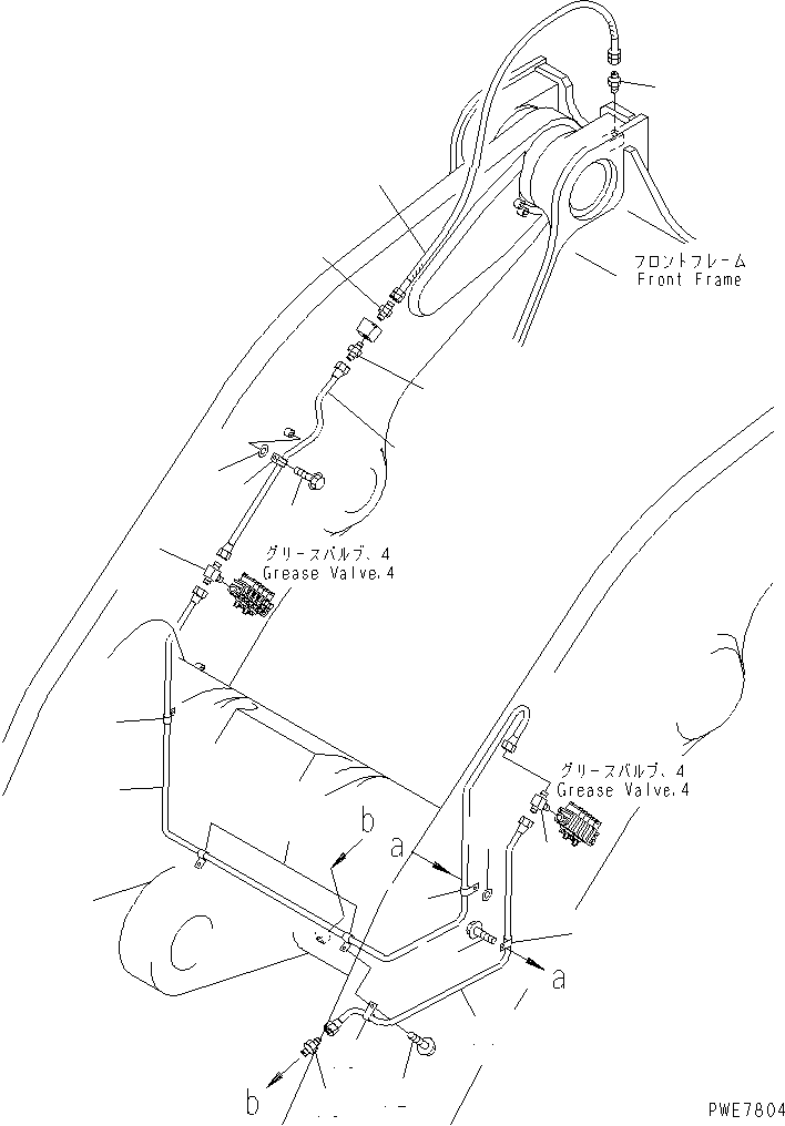 REMOTE GREASE (VALVE-4 PIPING, 1/2) (WITH AUTO GREASE) — komatsu parts diagram