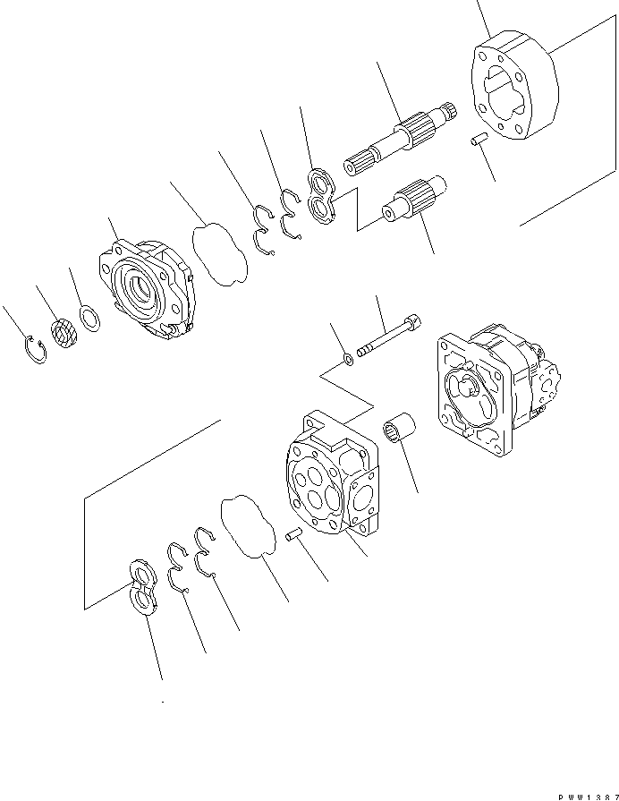 HYDRUALIC PUMP (FOR TORQUE CONVERTER CHARGE AND P.P.C.) (1/2)(#52001-) — komatsu parts diagram